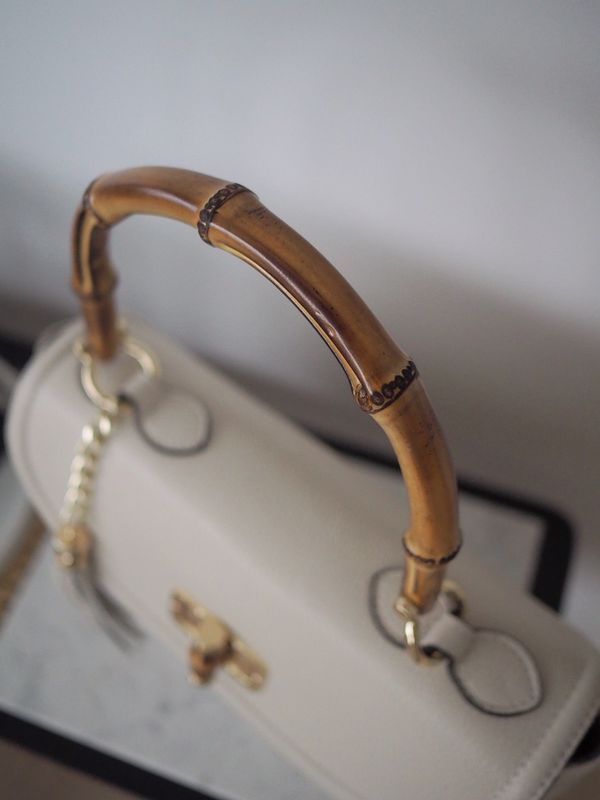 Torebka skórzana z bambusową rączką