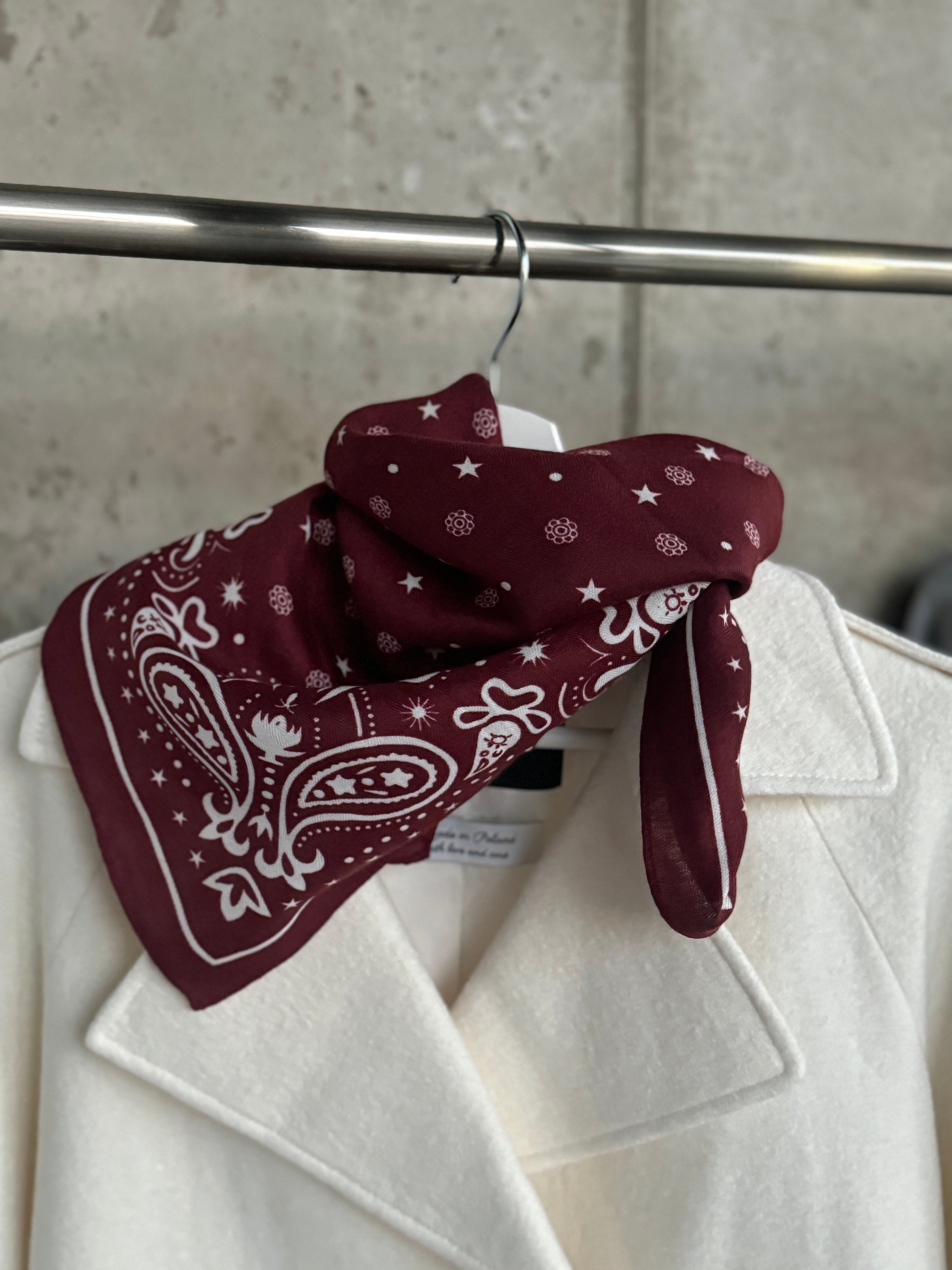 Chusta bandana 100% wiskoza - czarny, bordo, biały