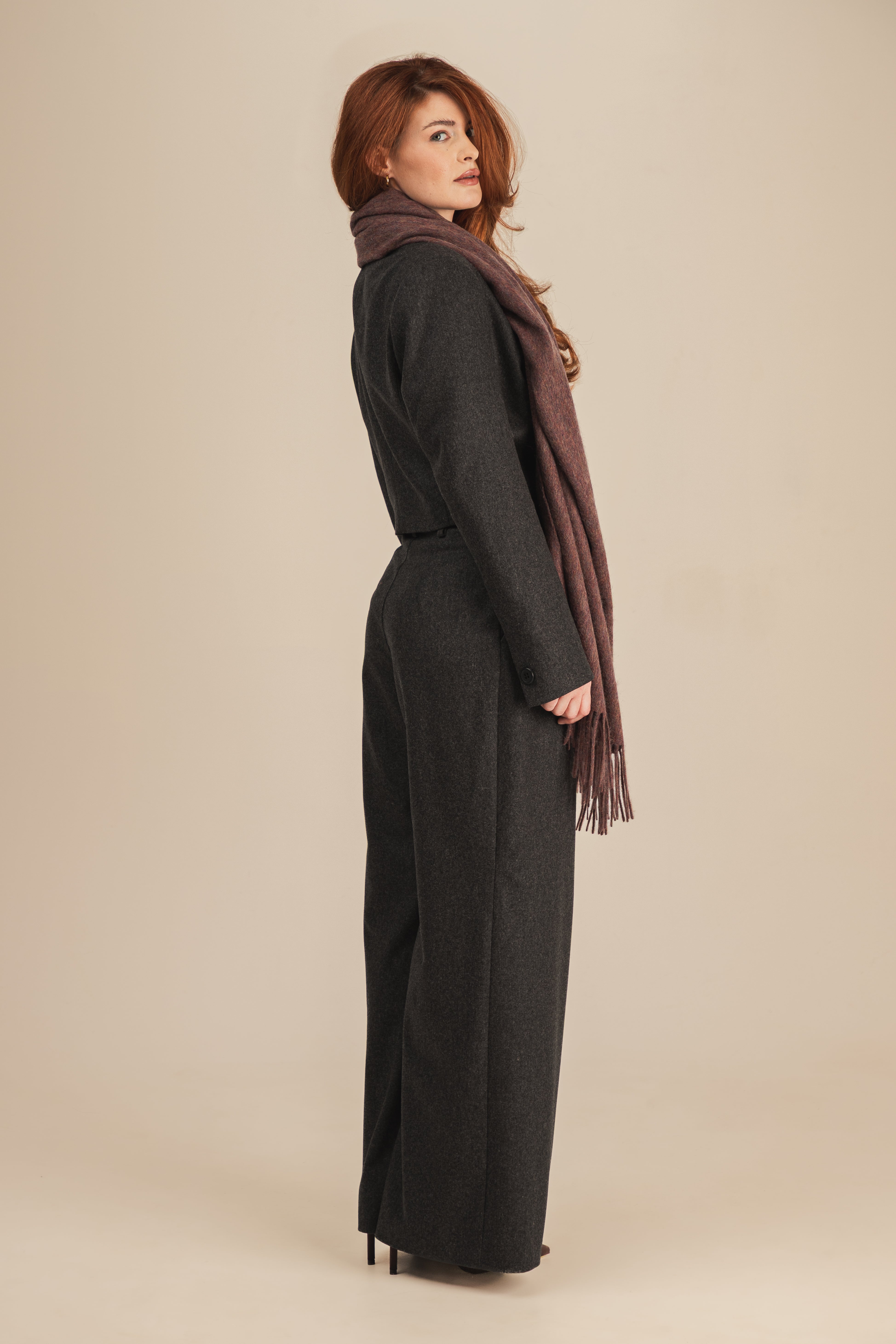 Szare spodnie damskie z wełny i kaszmiru - Aston