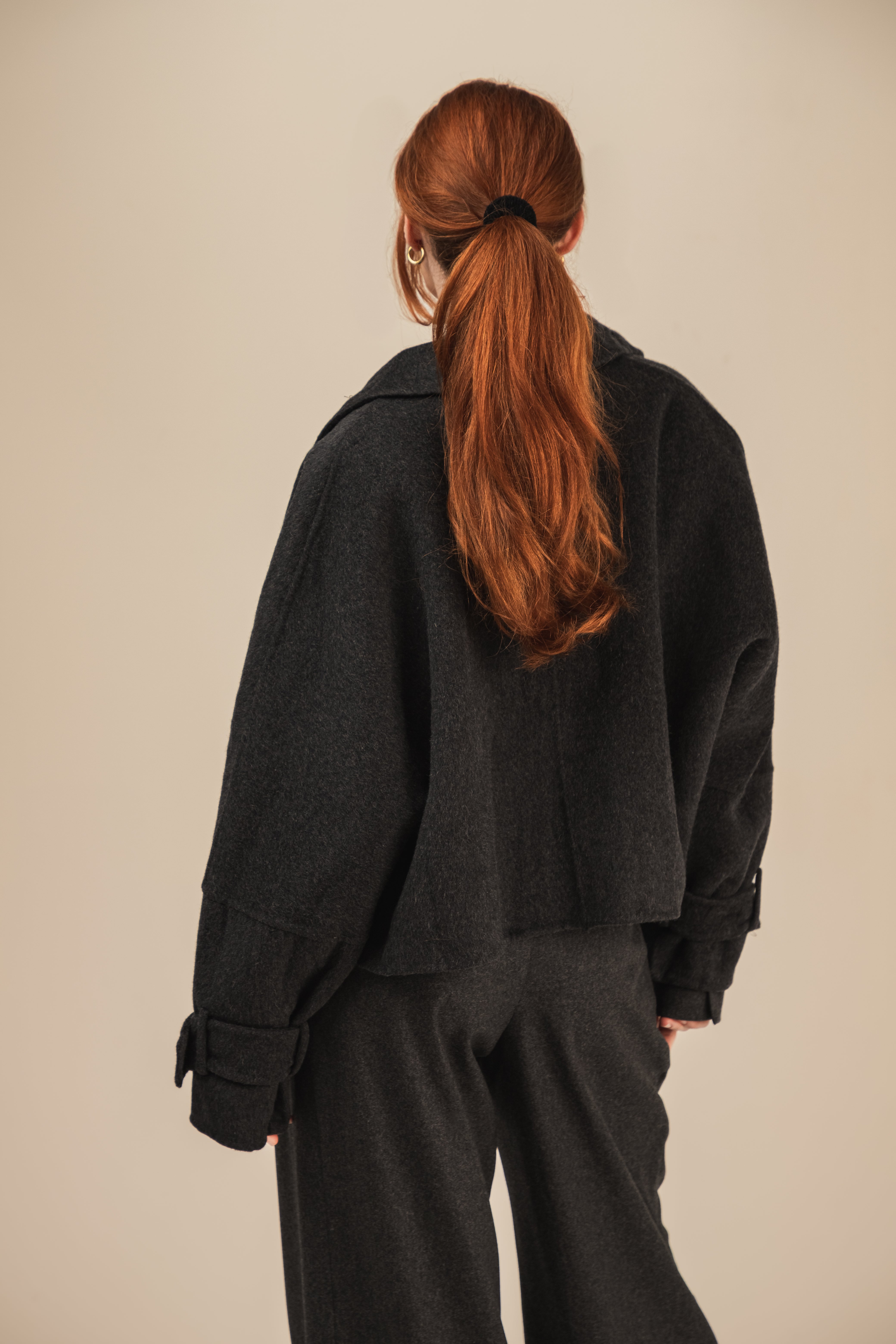 Krótka kurtka wełniana Bruno - double face / ręcznie wykańczana