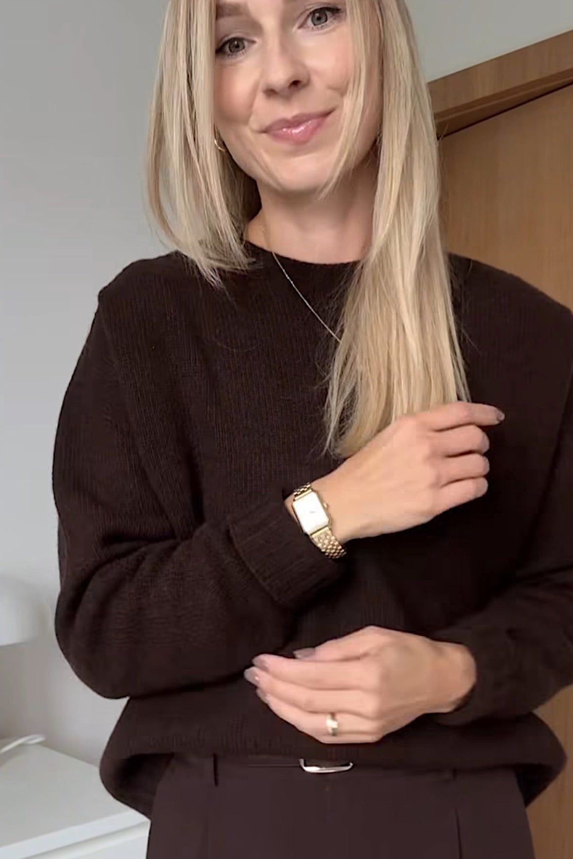 Sweter Olmera czekoladowy brąz, 100% wełna