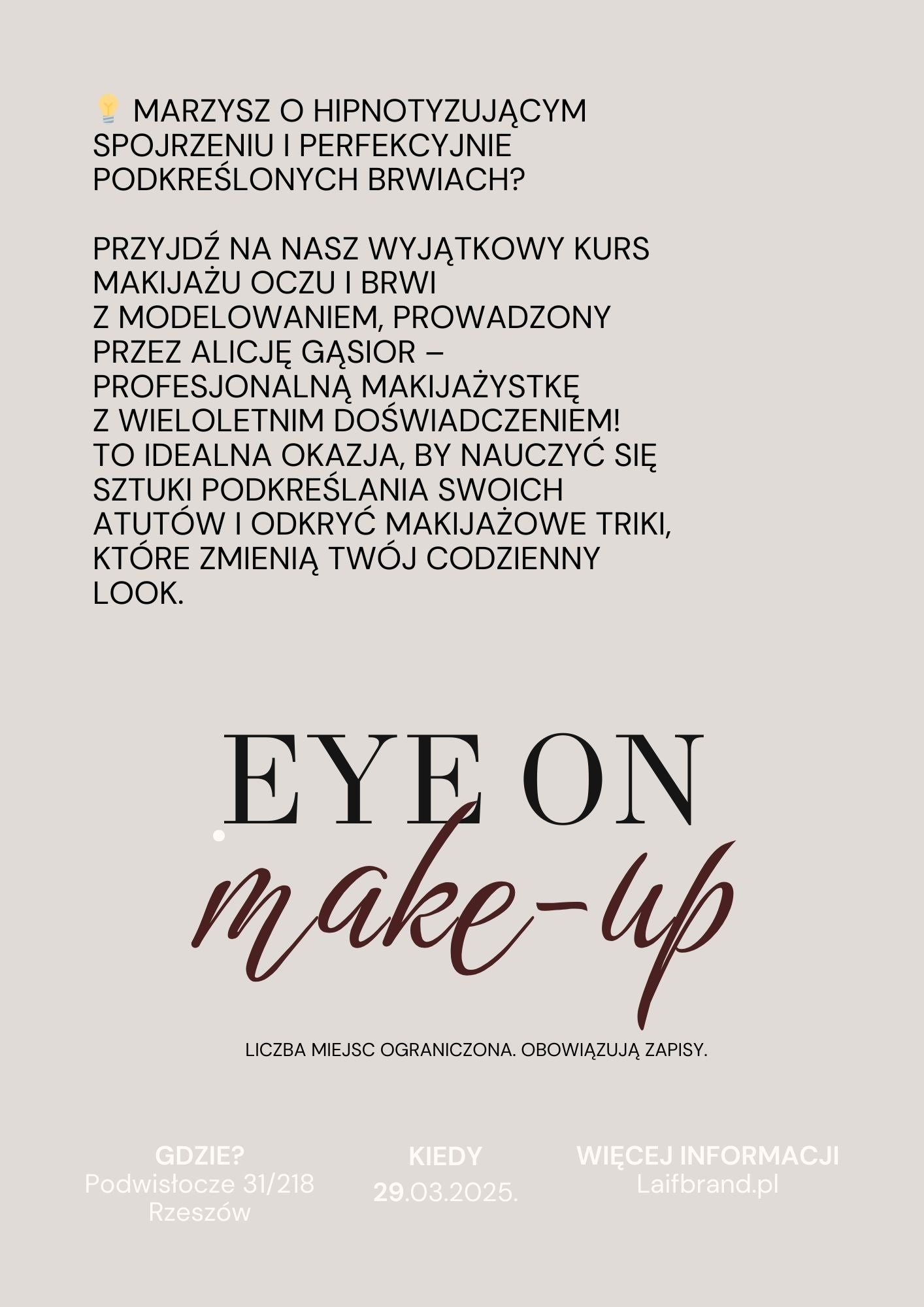 EVENT: Kurs makijażu oczu i modelowania brwi z Alicją Gąsior