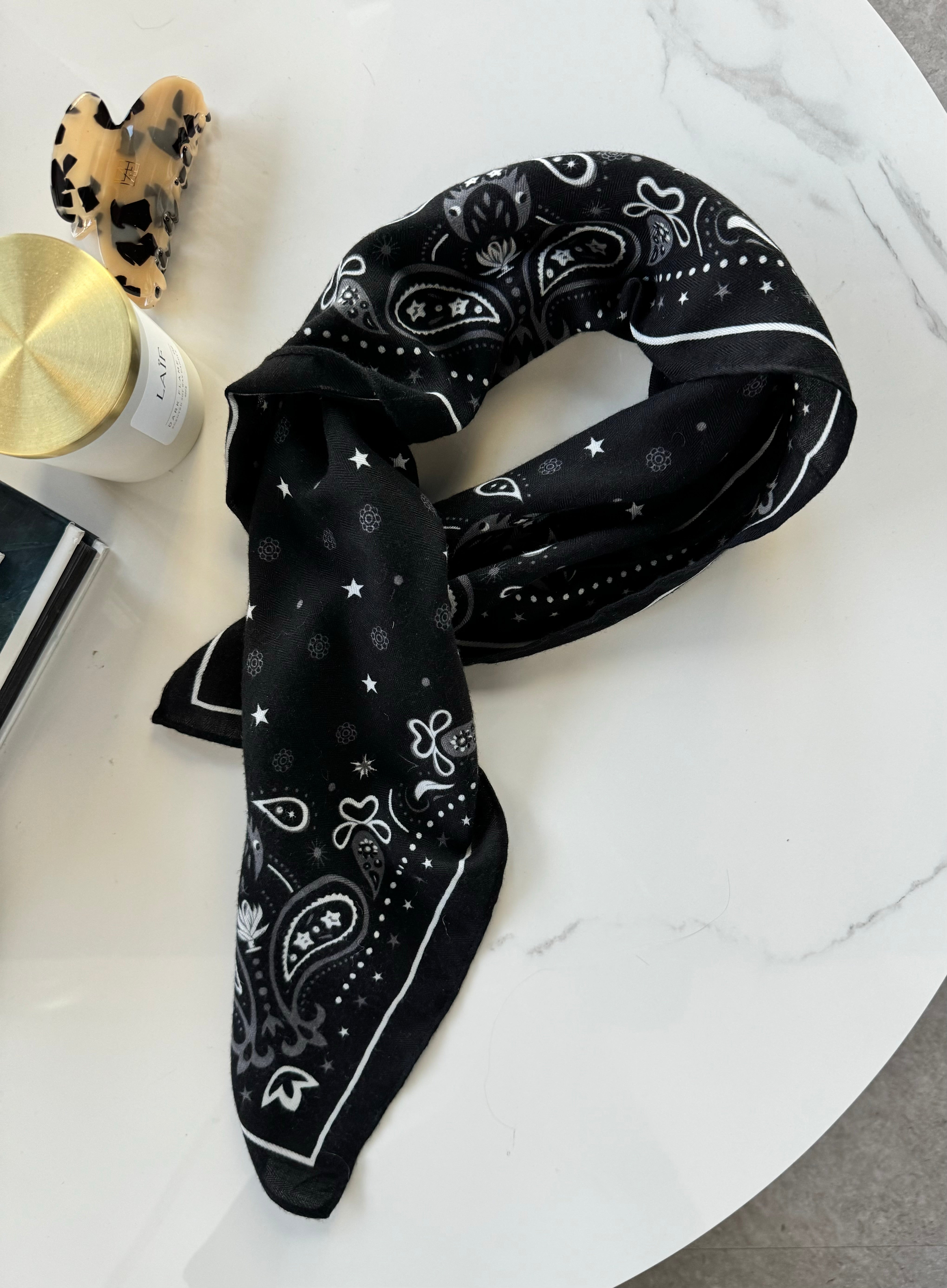 Chusta bandana 100% wiskoza - czarny, bordo, biały