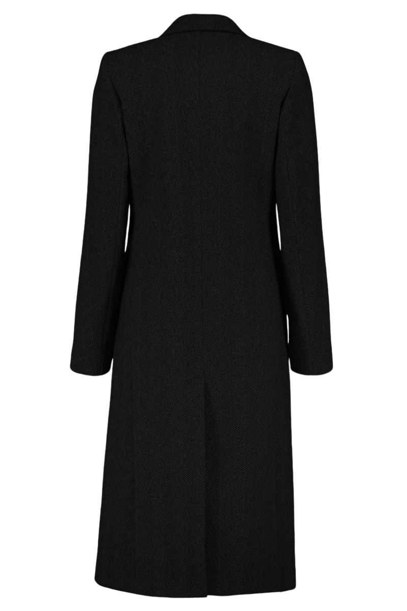 Dwurzędowy płaszcz z wełny dziewiczej 80% CHARLIE BLACK