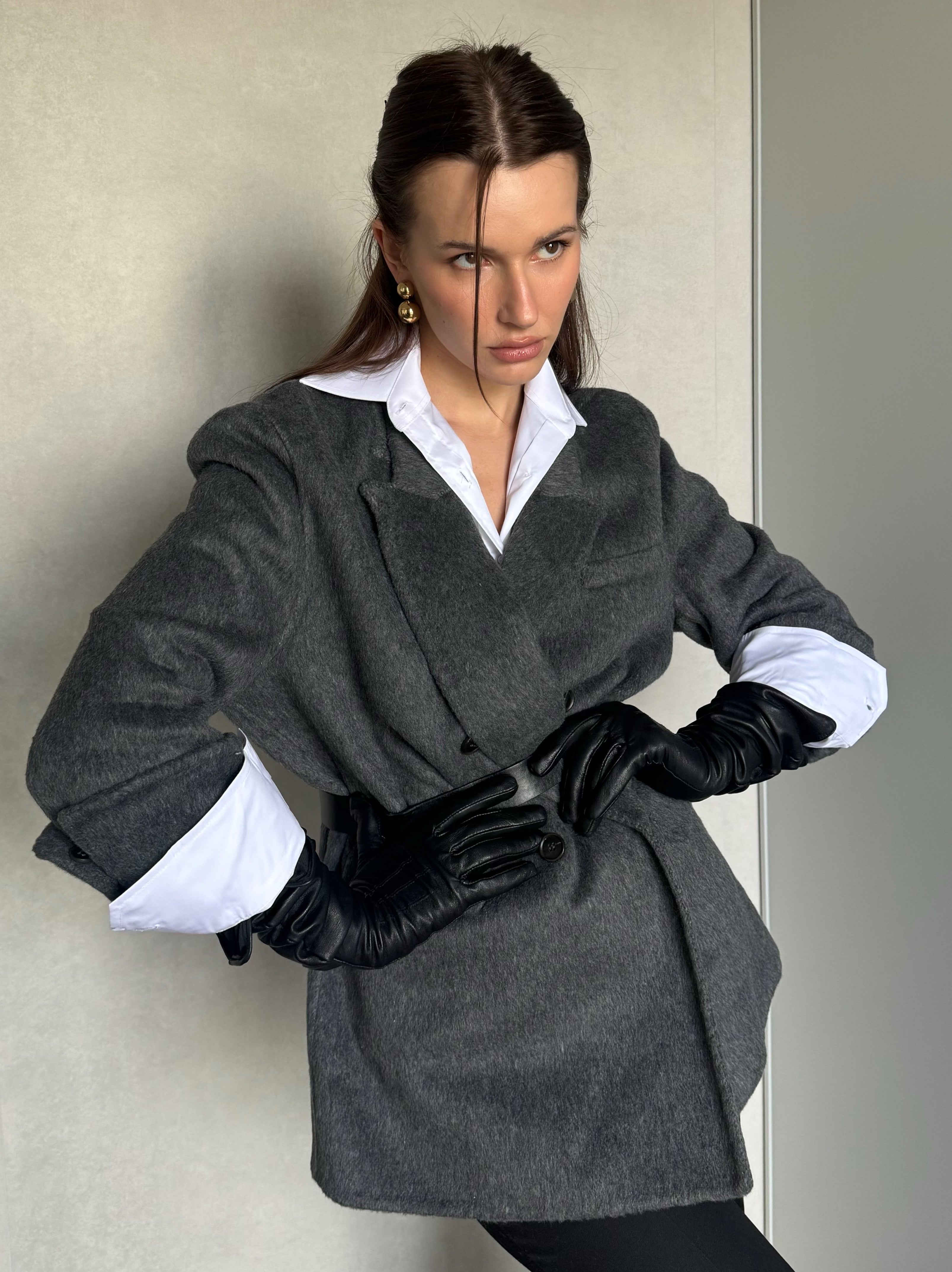 Miękka, wełniana marynarka oversize POWER EDGE