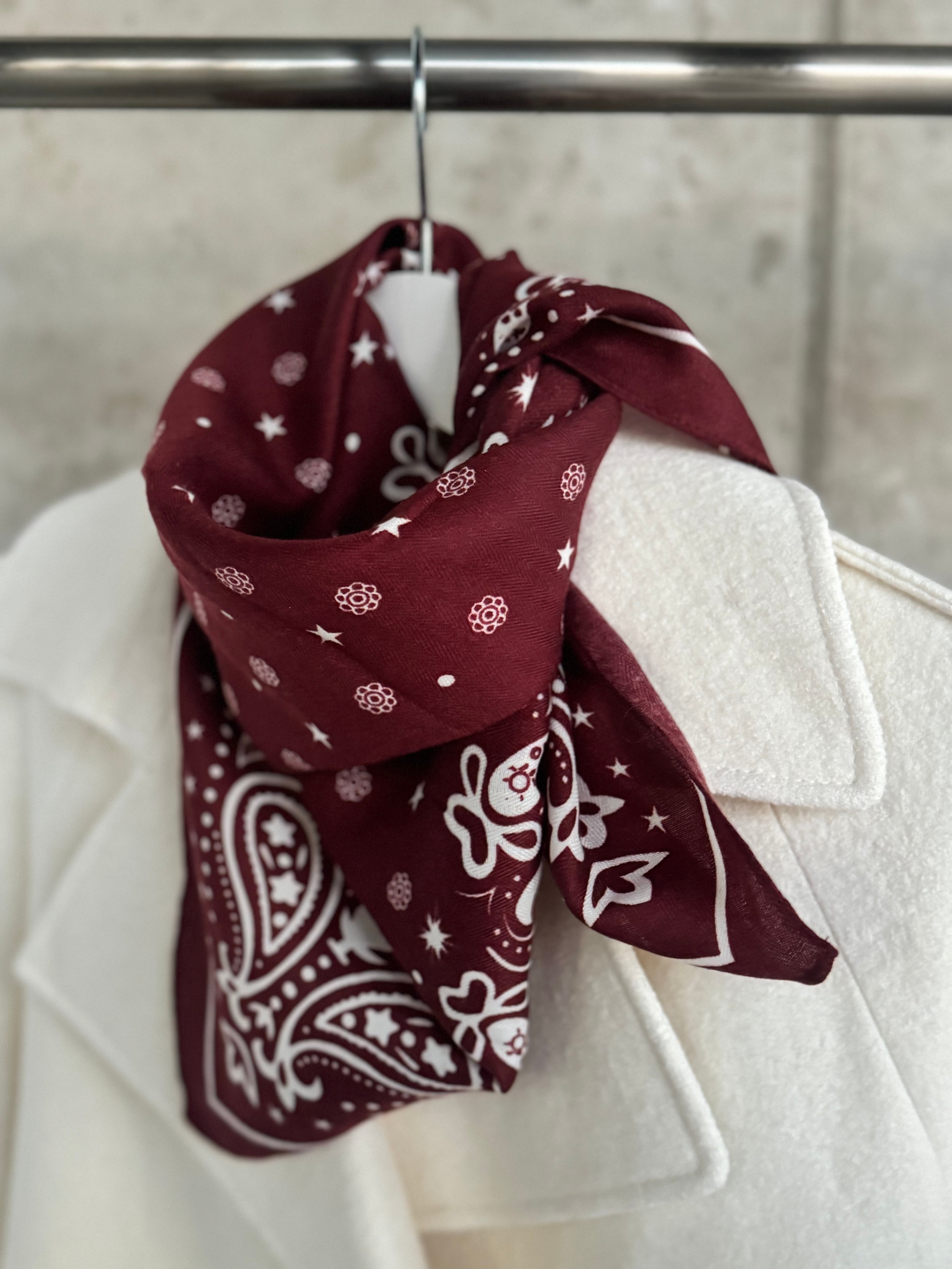 Chusta bandana 100% wiskoza - czarny, bordo, biały