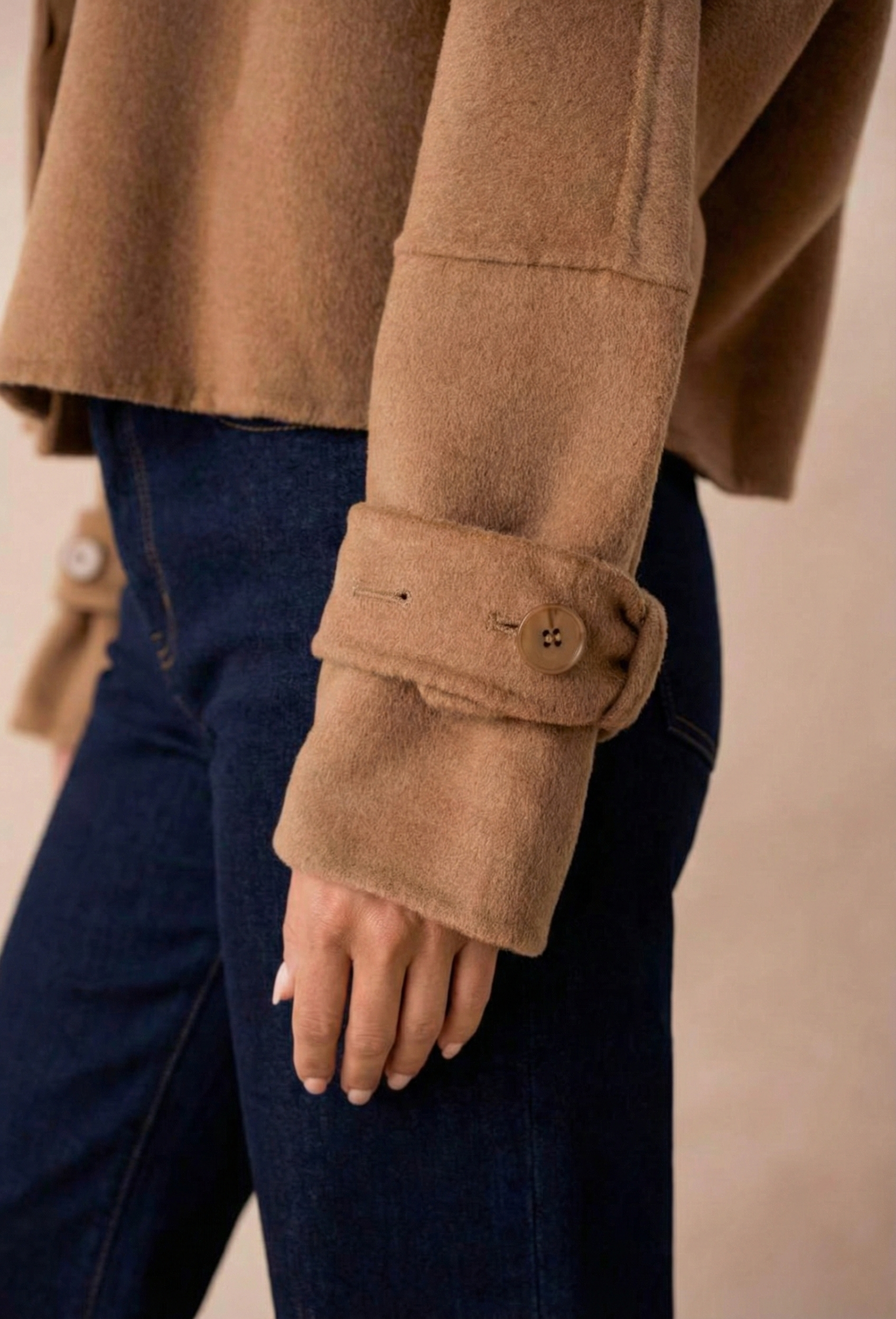 Krótka kurtka wełniana Bruno - double face / ręcznie wykańczana