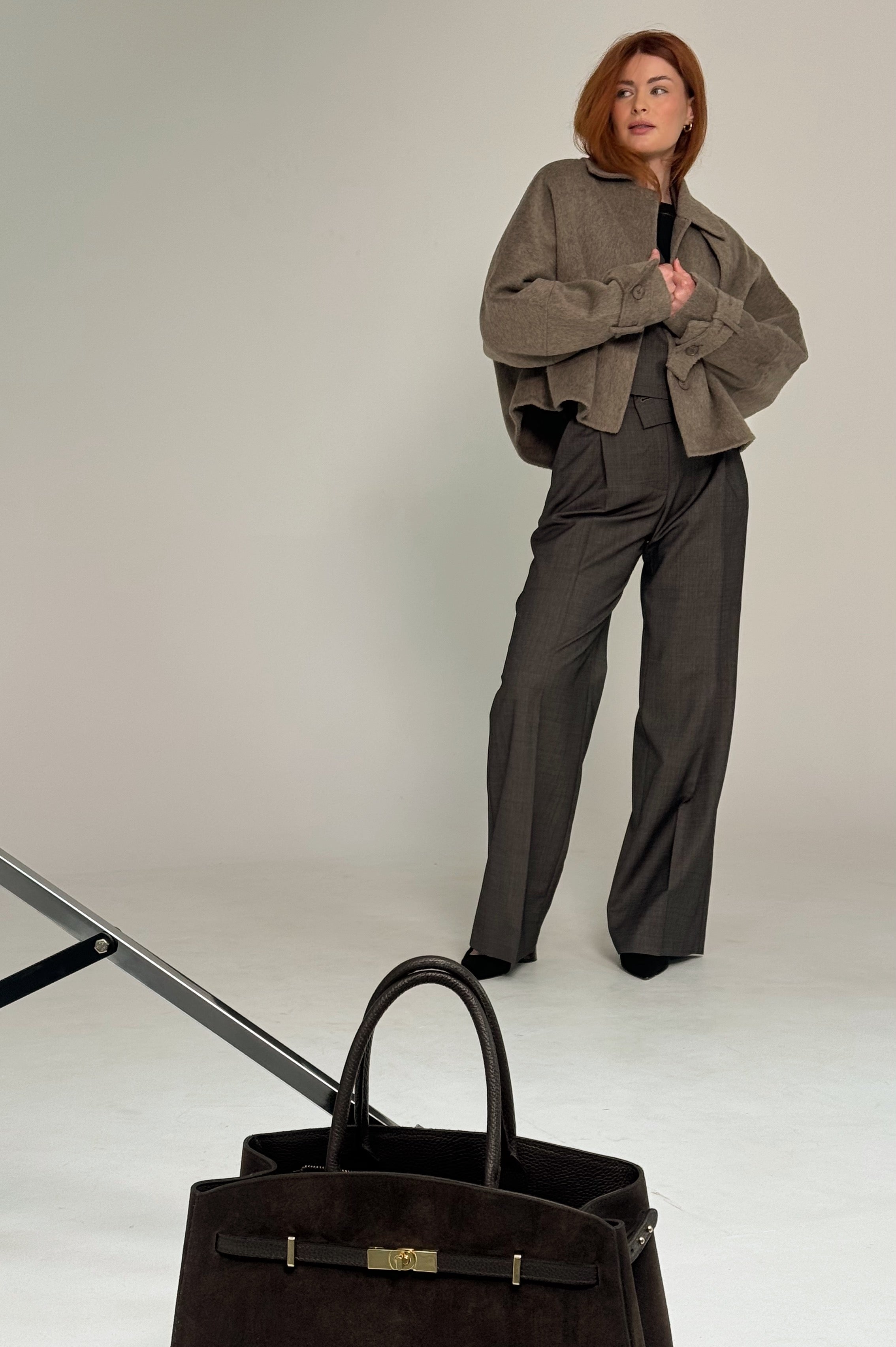 Krótka kurtka wełniana Bruno - double face / ręcznie wykańczana