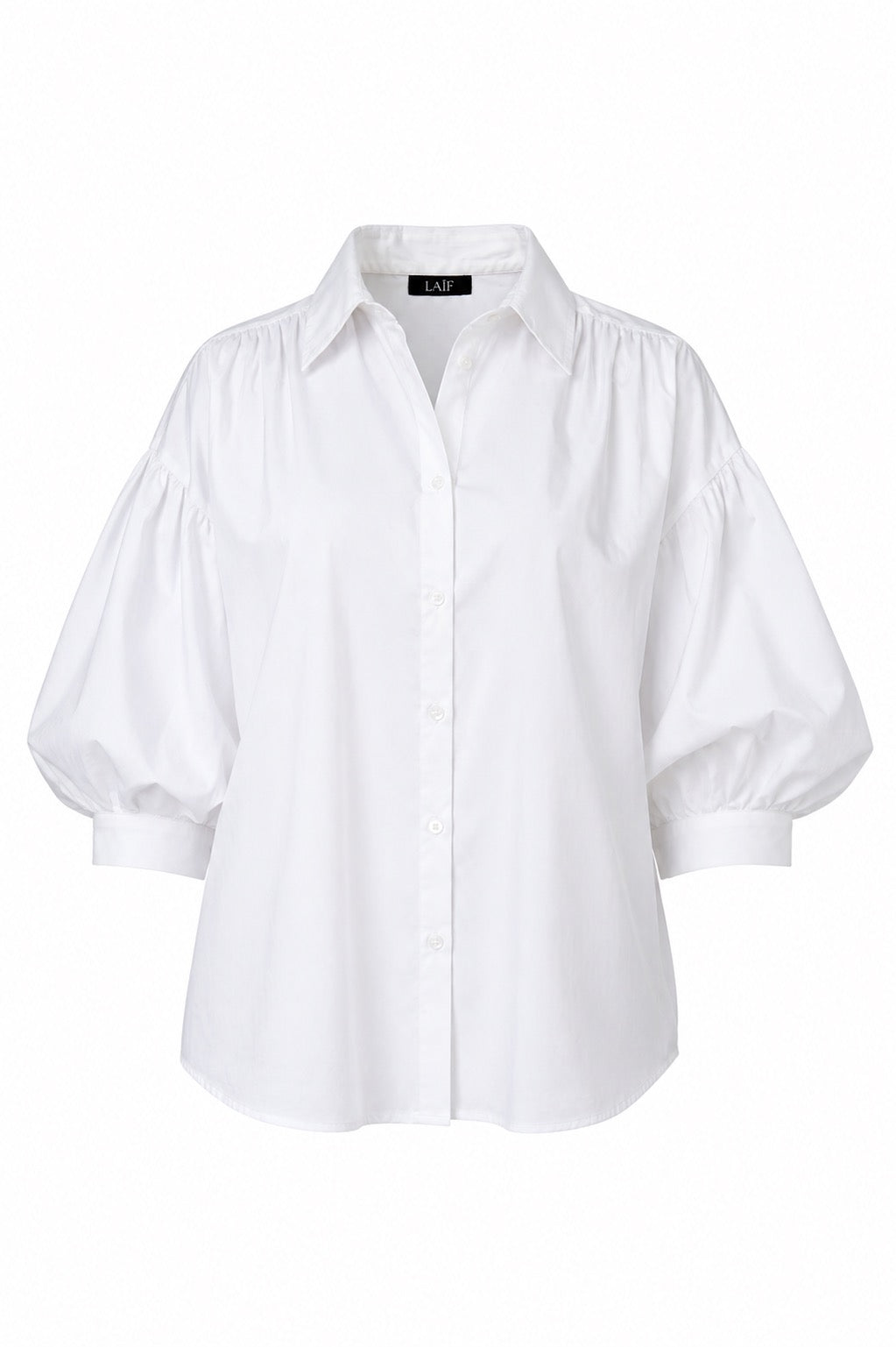 Biała koszula damska oversize z bufiastym rękawem – Eva – LAÏF & Ewa Kopeć
