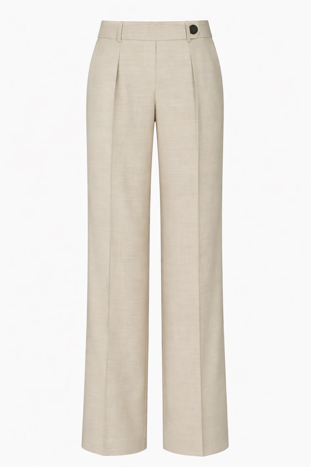 Spodnie damskie z kantem - wełna i elastan - Greige Wool