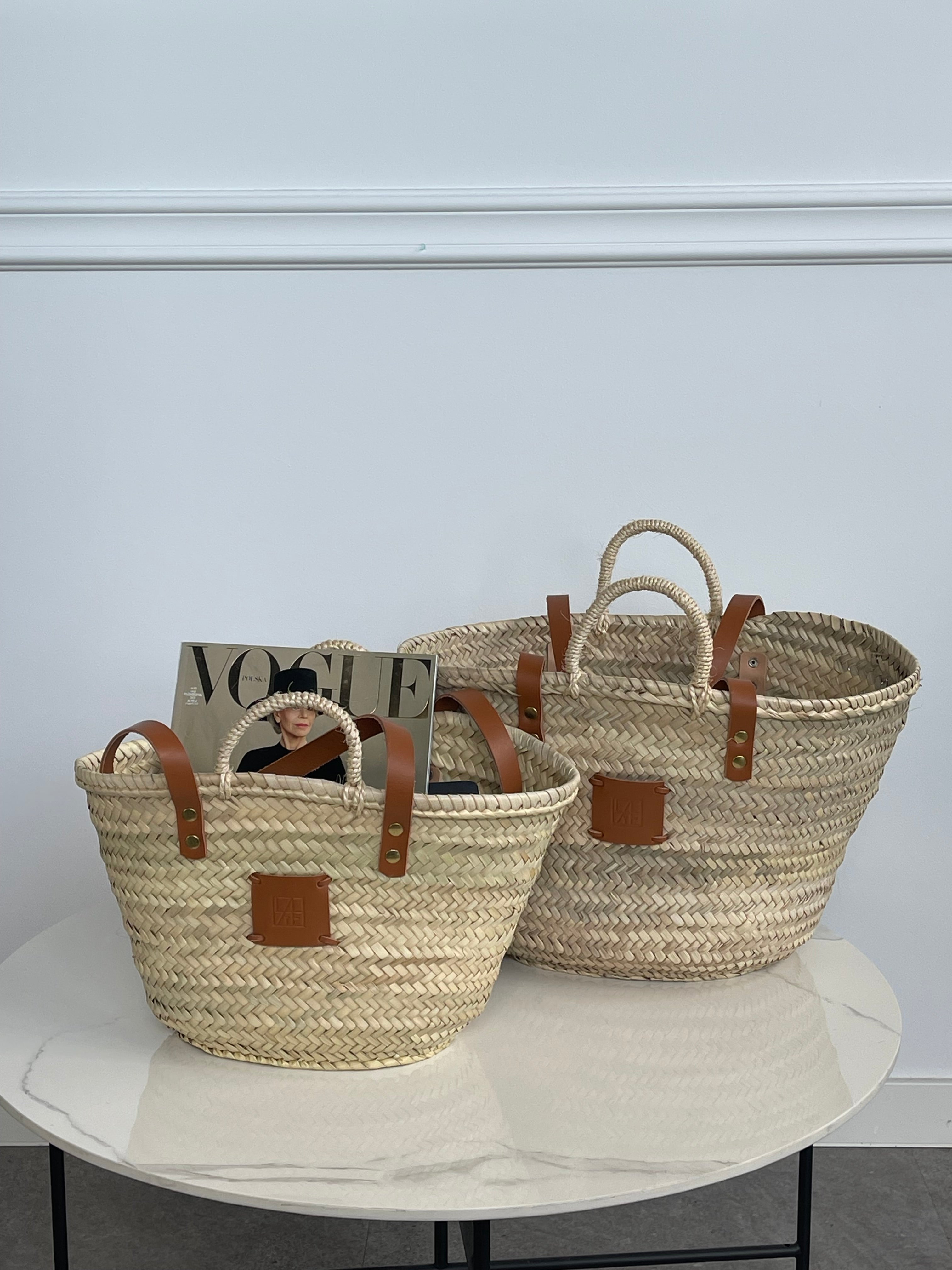 Koszyk z rafii i skóry naturalnej PLAYA 02