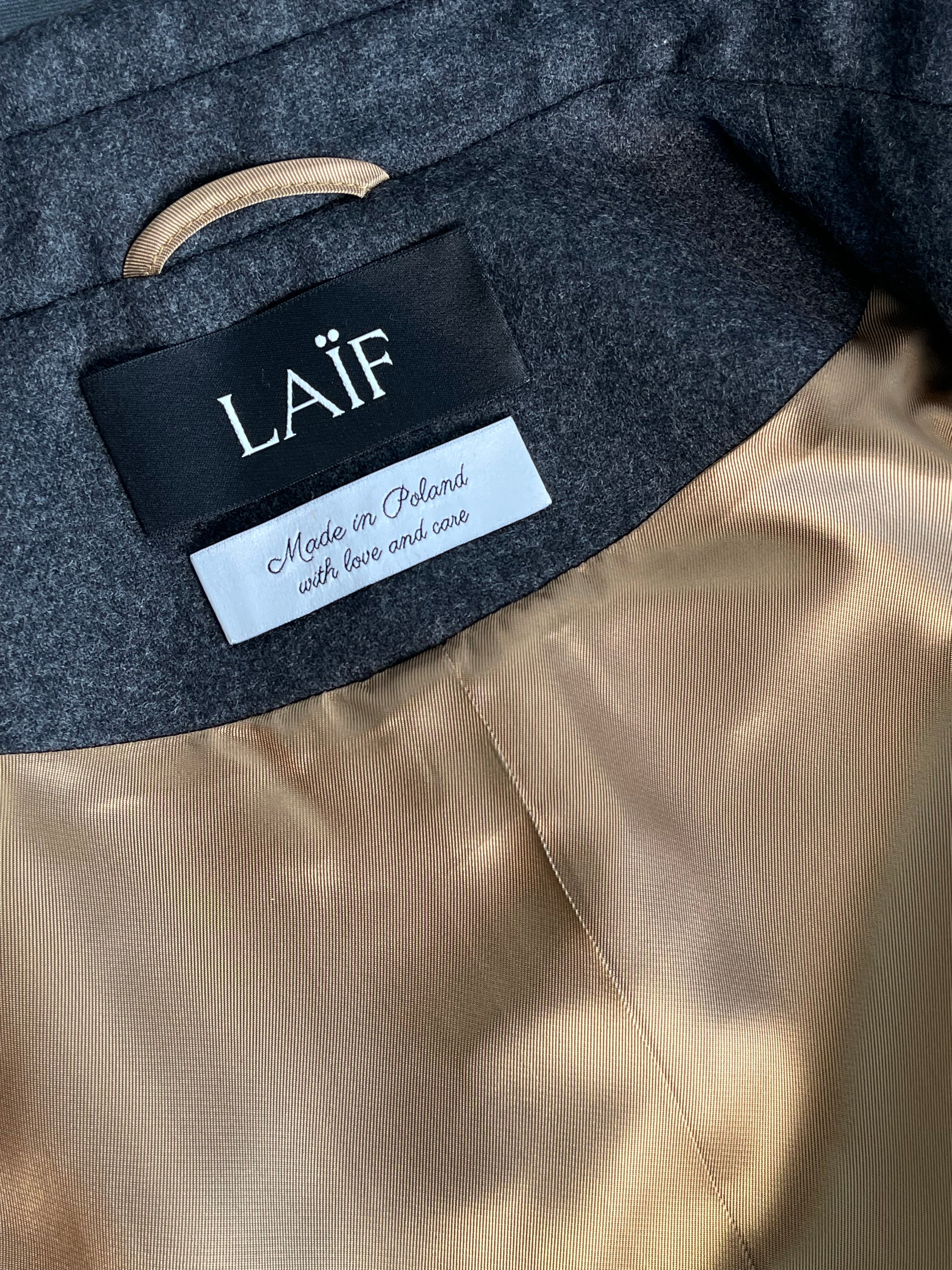 Szara krótka marynarka damska z wełny i kaszmiru - Aston