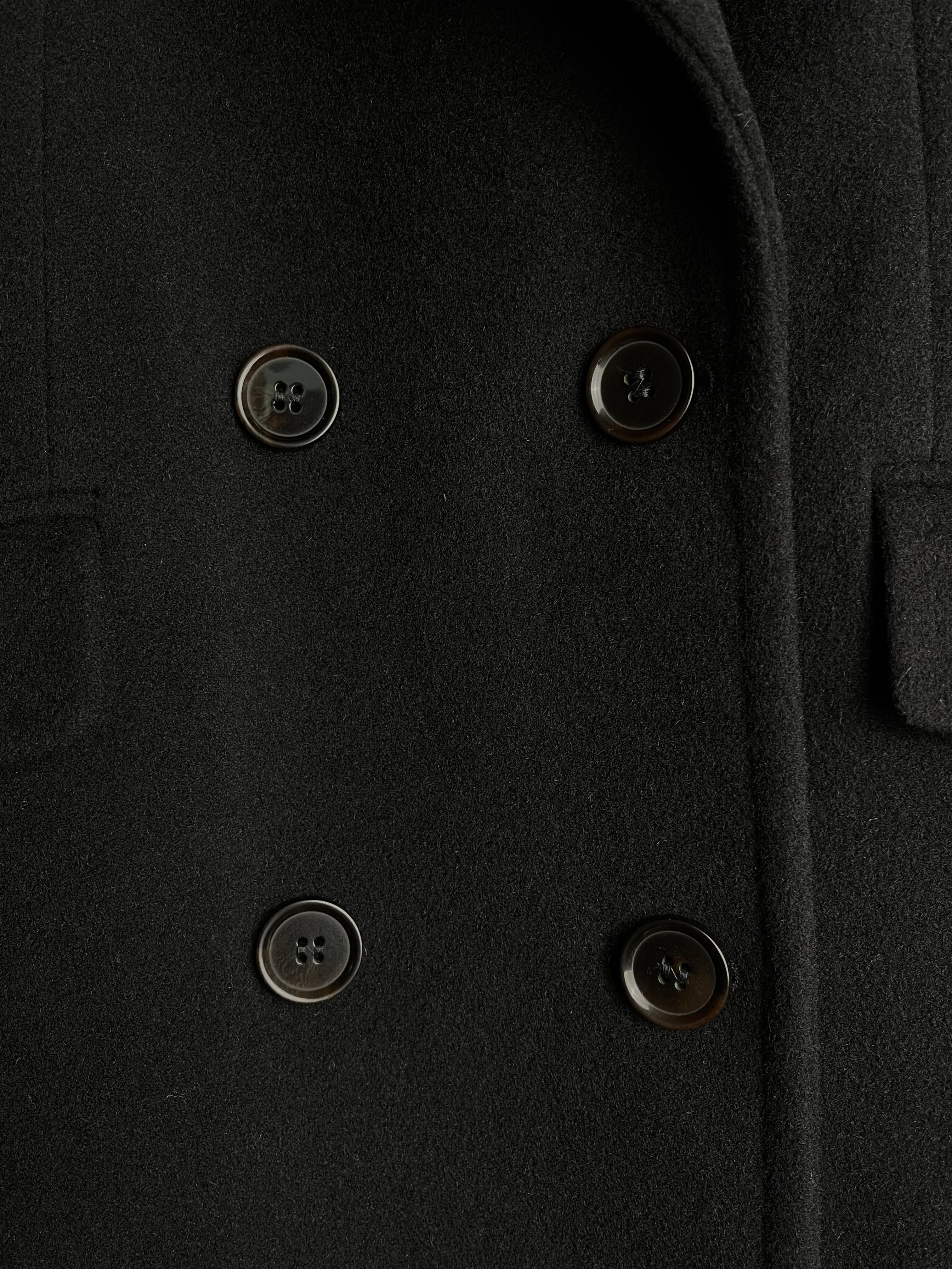 Dwurzędowy płaszcz z wełny dziewiczej 80% CHARLIE BLACK