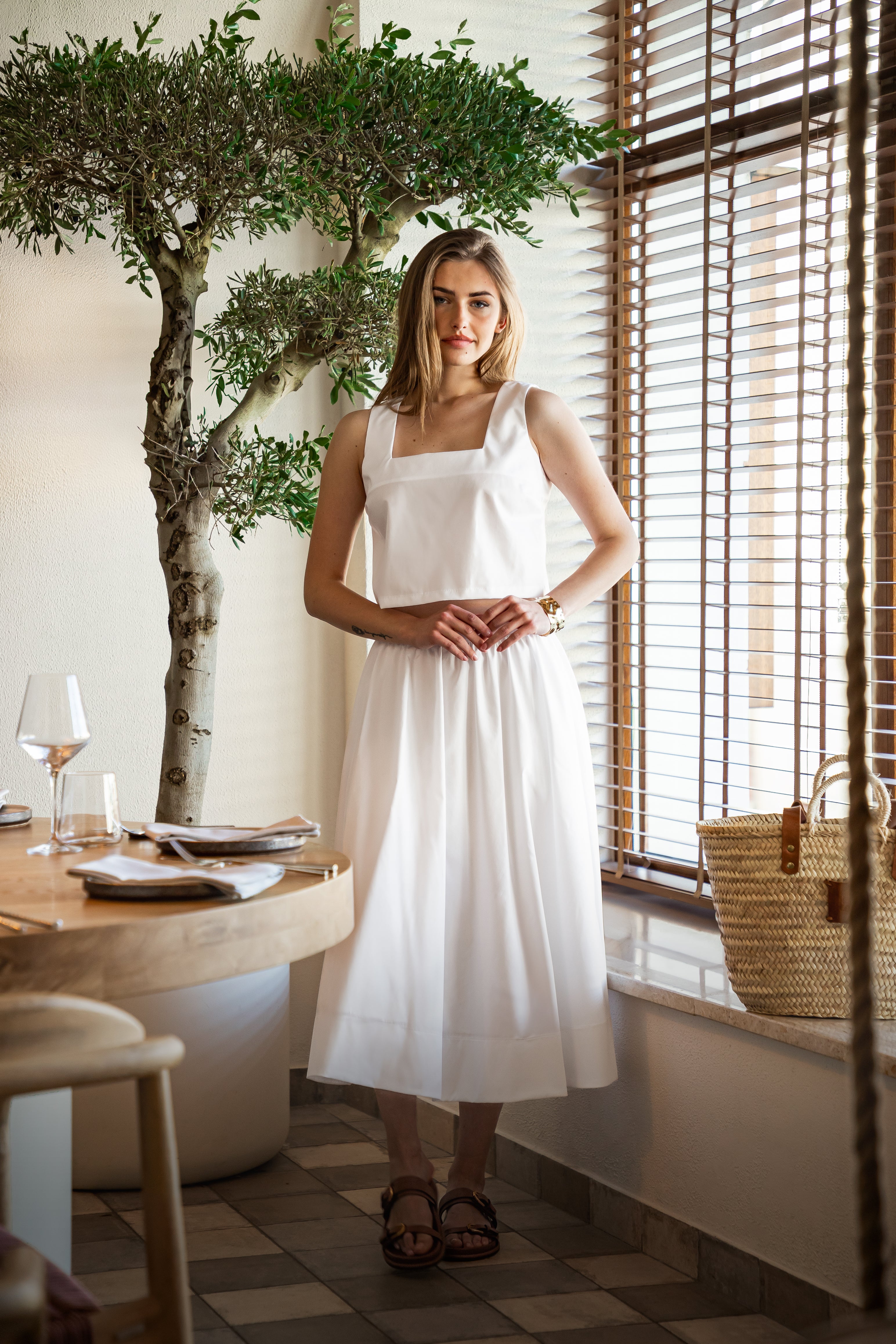 Bawełniana spódnica midi z kieszeniami VELA