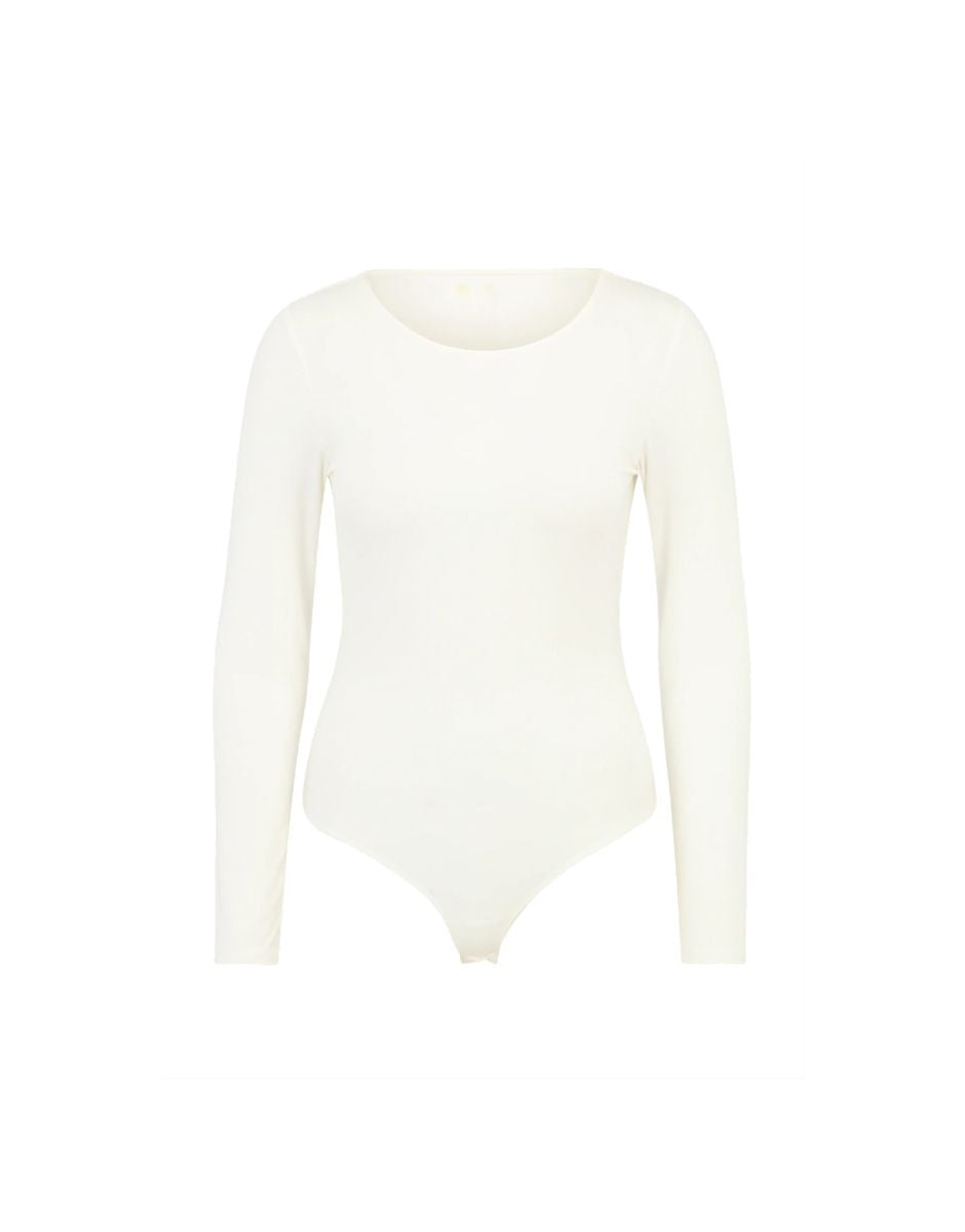 Body z długim rękawem i dekoltem - mikromodal - SLEEK