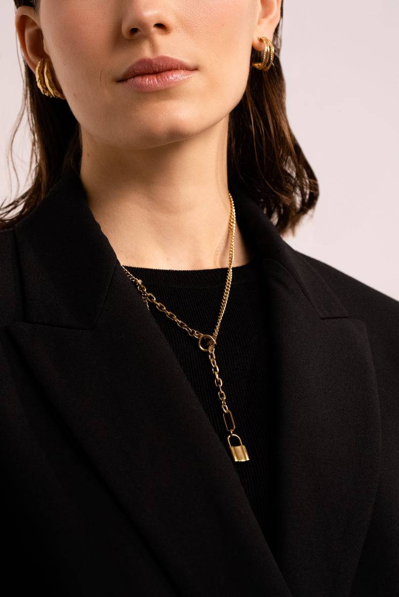 Naszyjnik Maxence Unisex - pancerka, kłódka