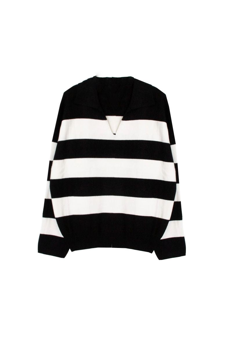 Wiskozowy sweter w szerokie pasy marynarskie CLAUDE
