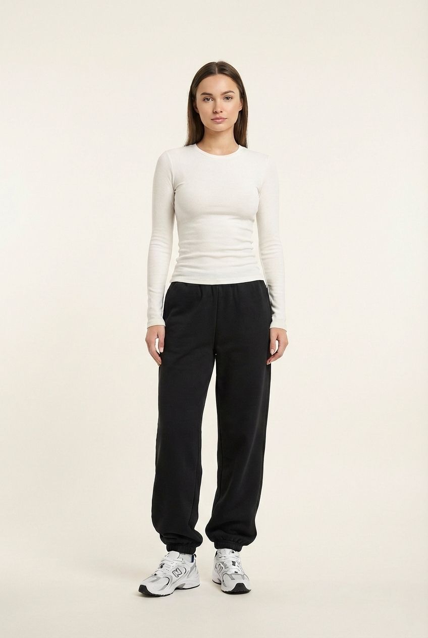 Dopasowany top z długim rękawem Slim Core – Bawełna z elastanem, odporna na mechacenie