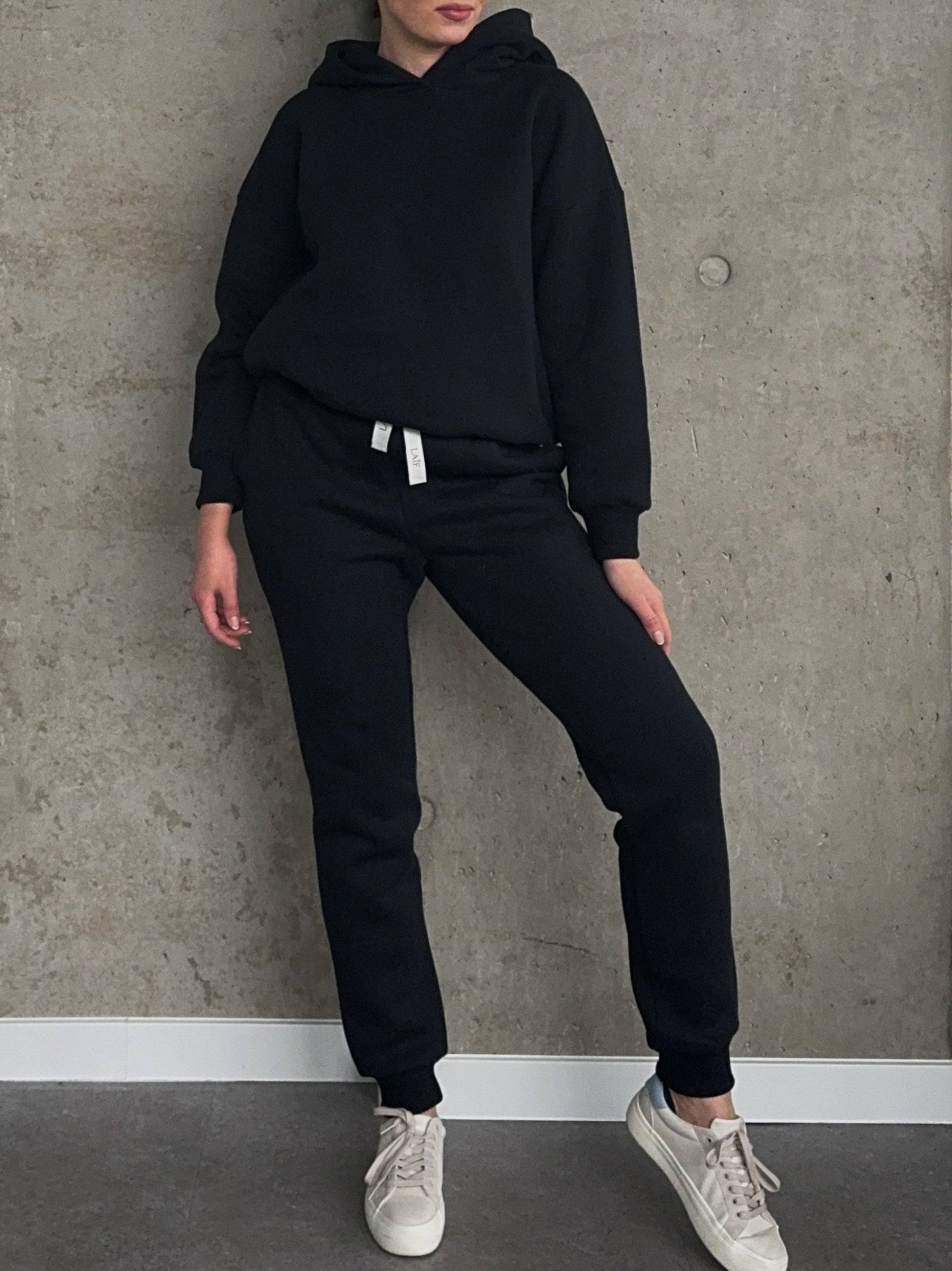 spodnie dresowe damskie premium dla wysokich ściągacz czarne