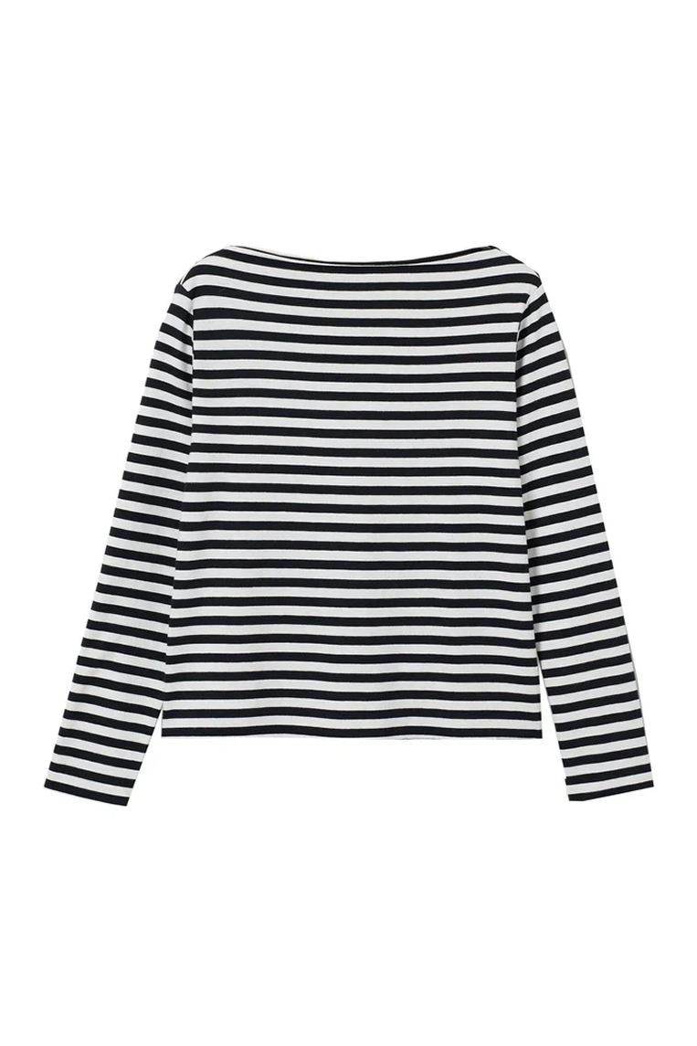Bluzka bawełniana z długim rękawem w biało czarne paski BRETON BLACK