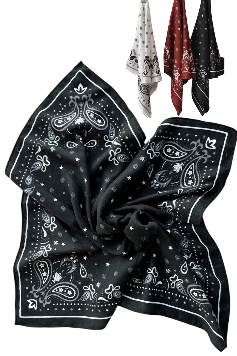 Chusta bandana 100% wiskoza - czarny, bordo, biały