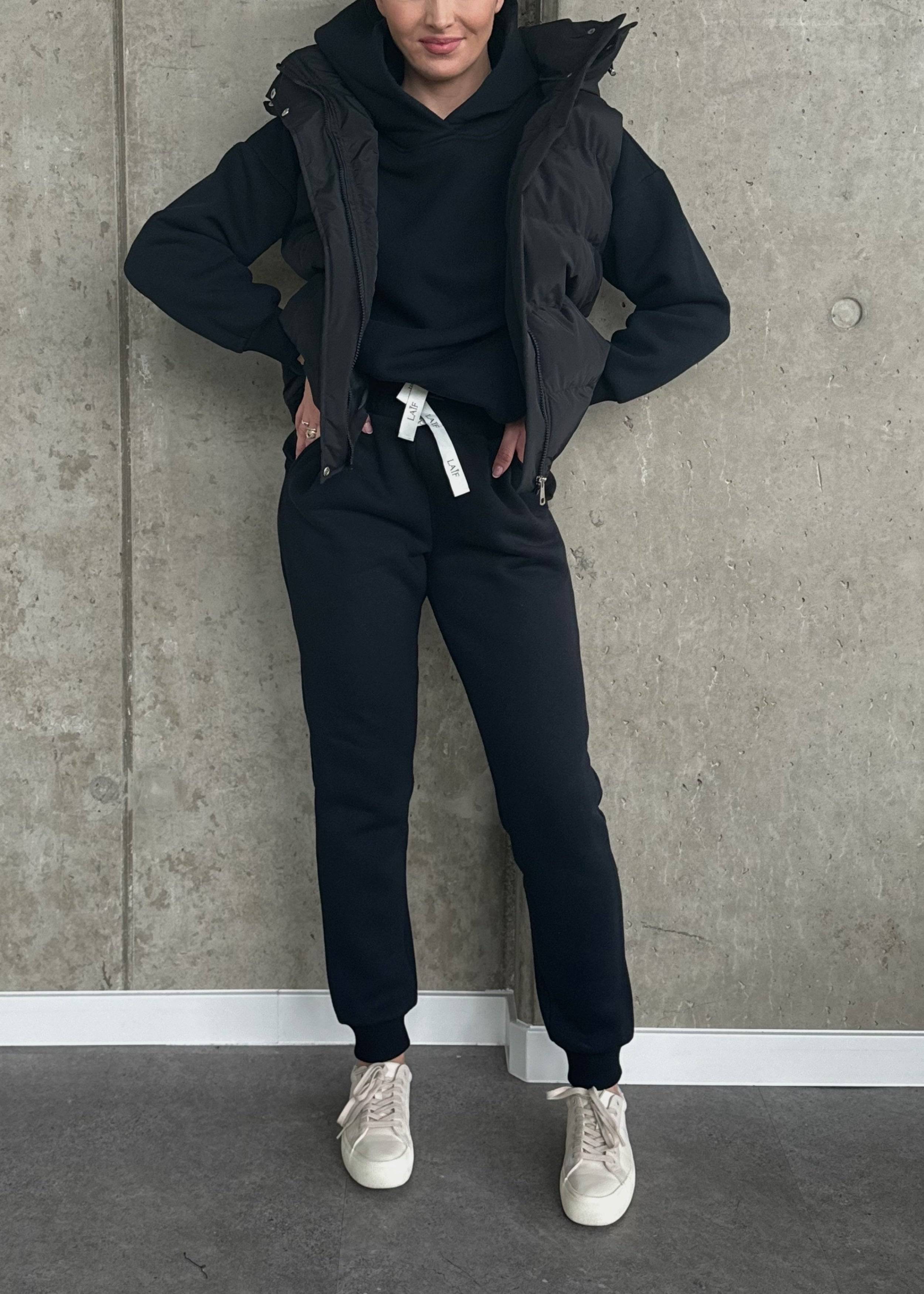 spodnie dresowe damskie premium dla wysokich ściągacz czarne