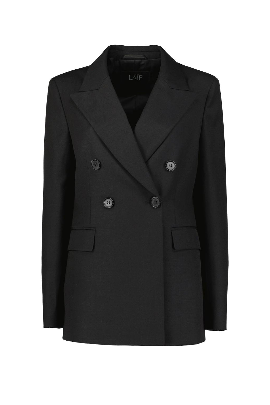 Czarna marynarka damska wełniana - dwurzędowa - GLORIA