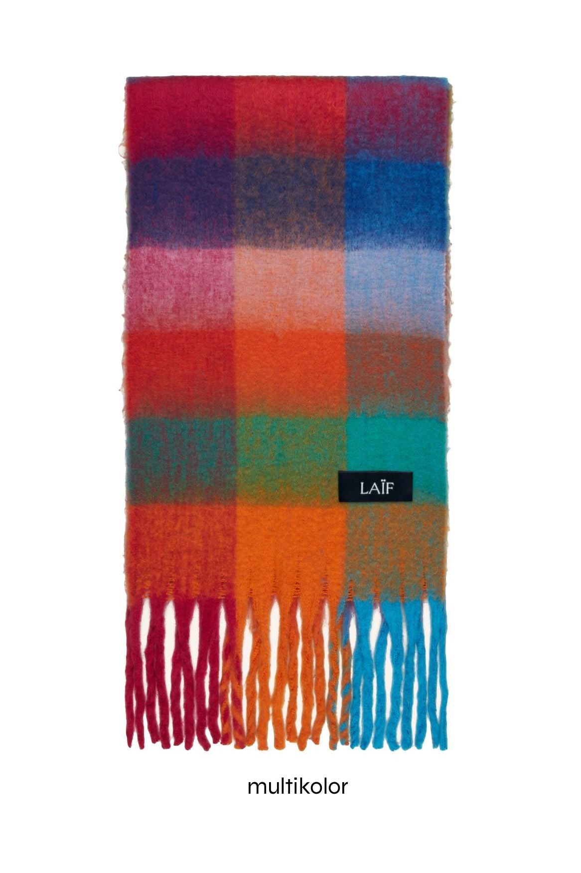 Kolorowy szal zimowy damski COZY wełna 20% wiskoza 80%