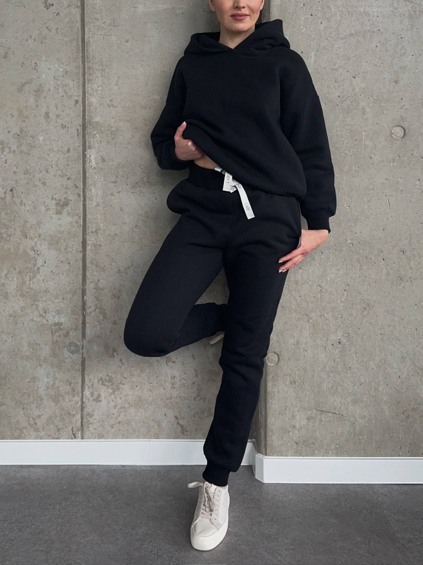 spodnie dresowe damskie premium dla wysokich ściągacz czarne