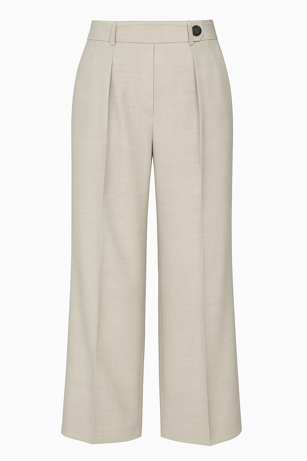 Spodnie damskie z kantem - wełna i elastan - Greige Wool