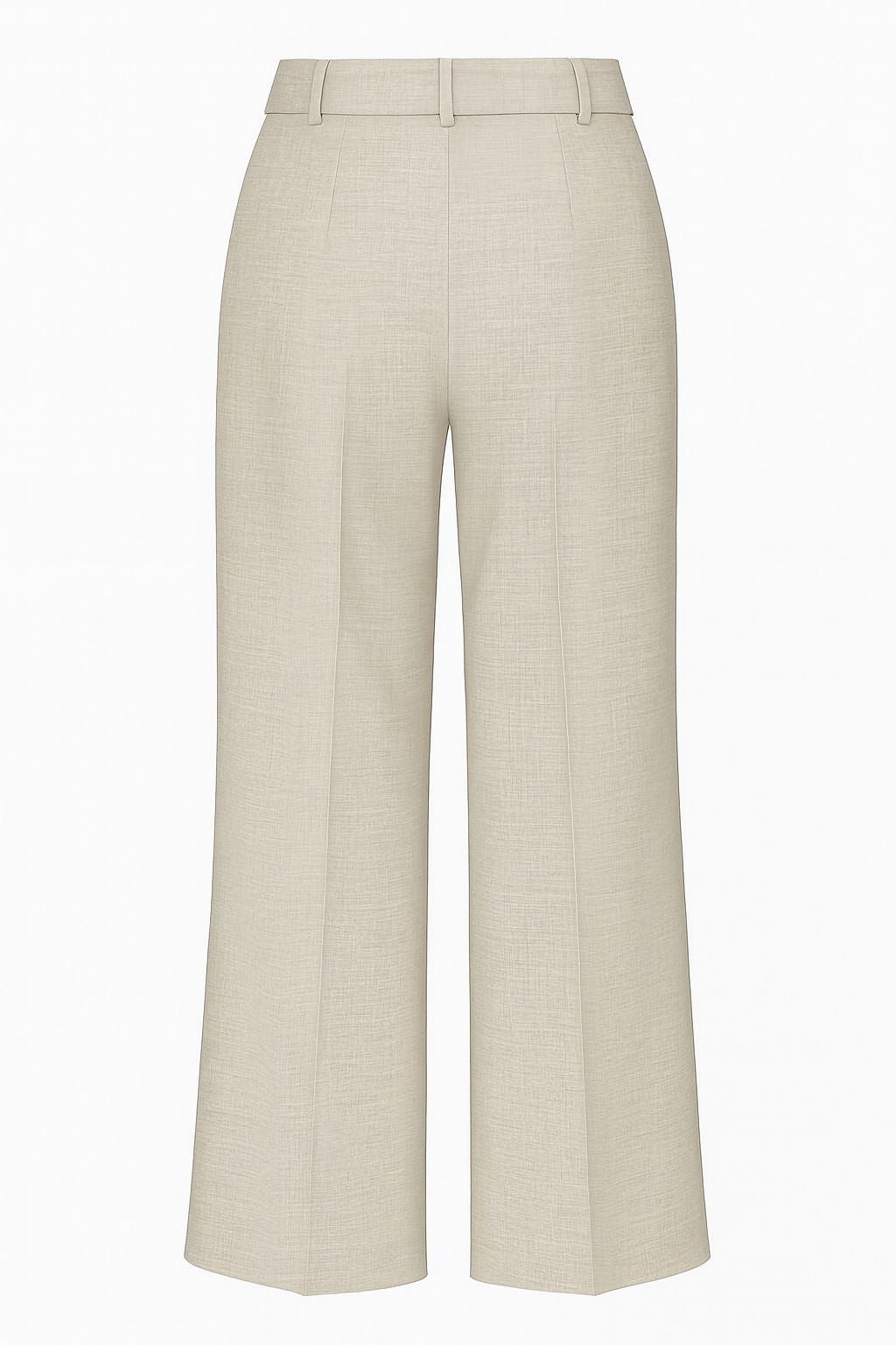 Spodnie damskie z kantem - wełna i elastan - Greige Wool