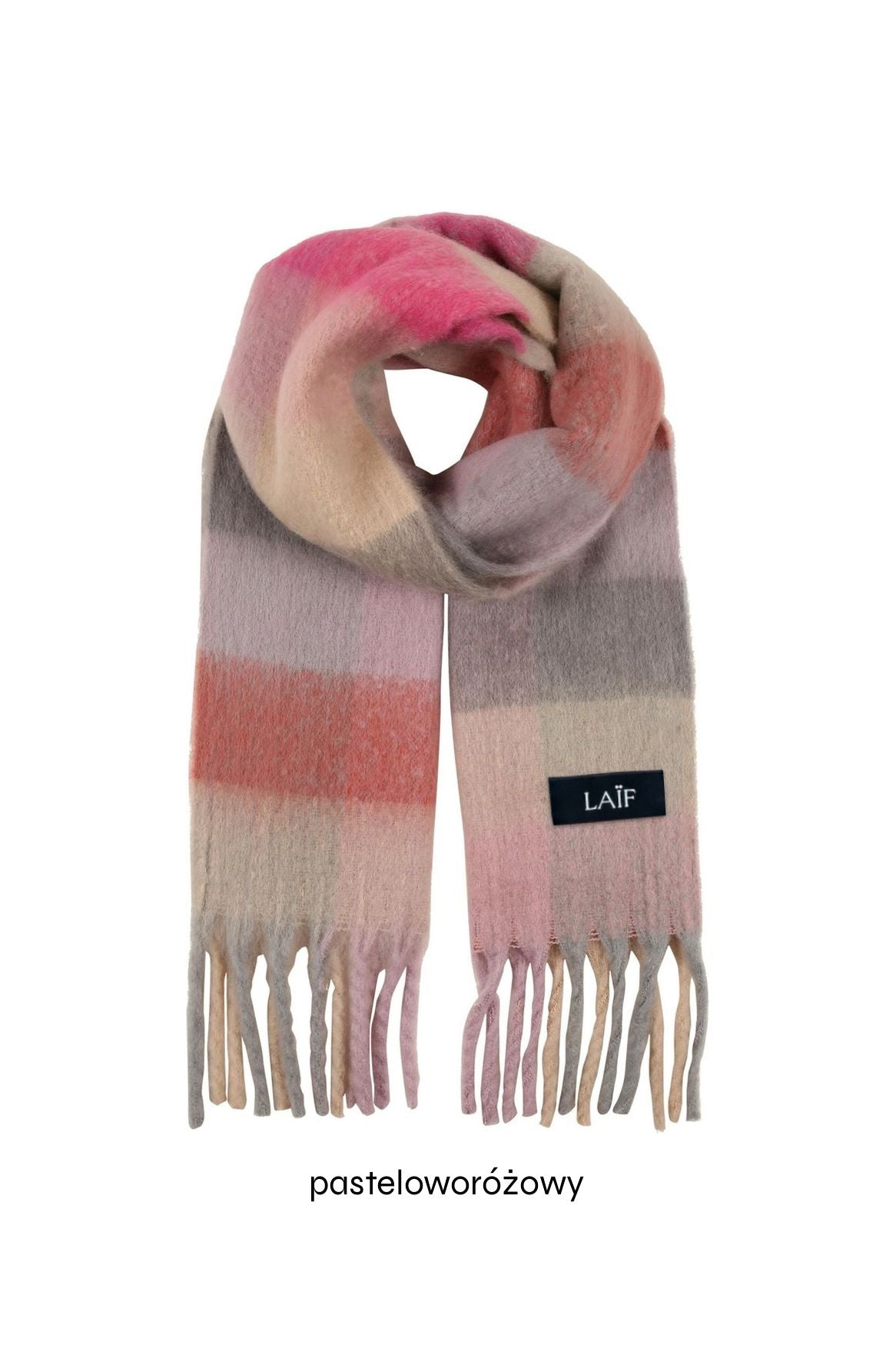 Kolorowy szal zimowy damski COZY wełna 20% wiskoza 80%