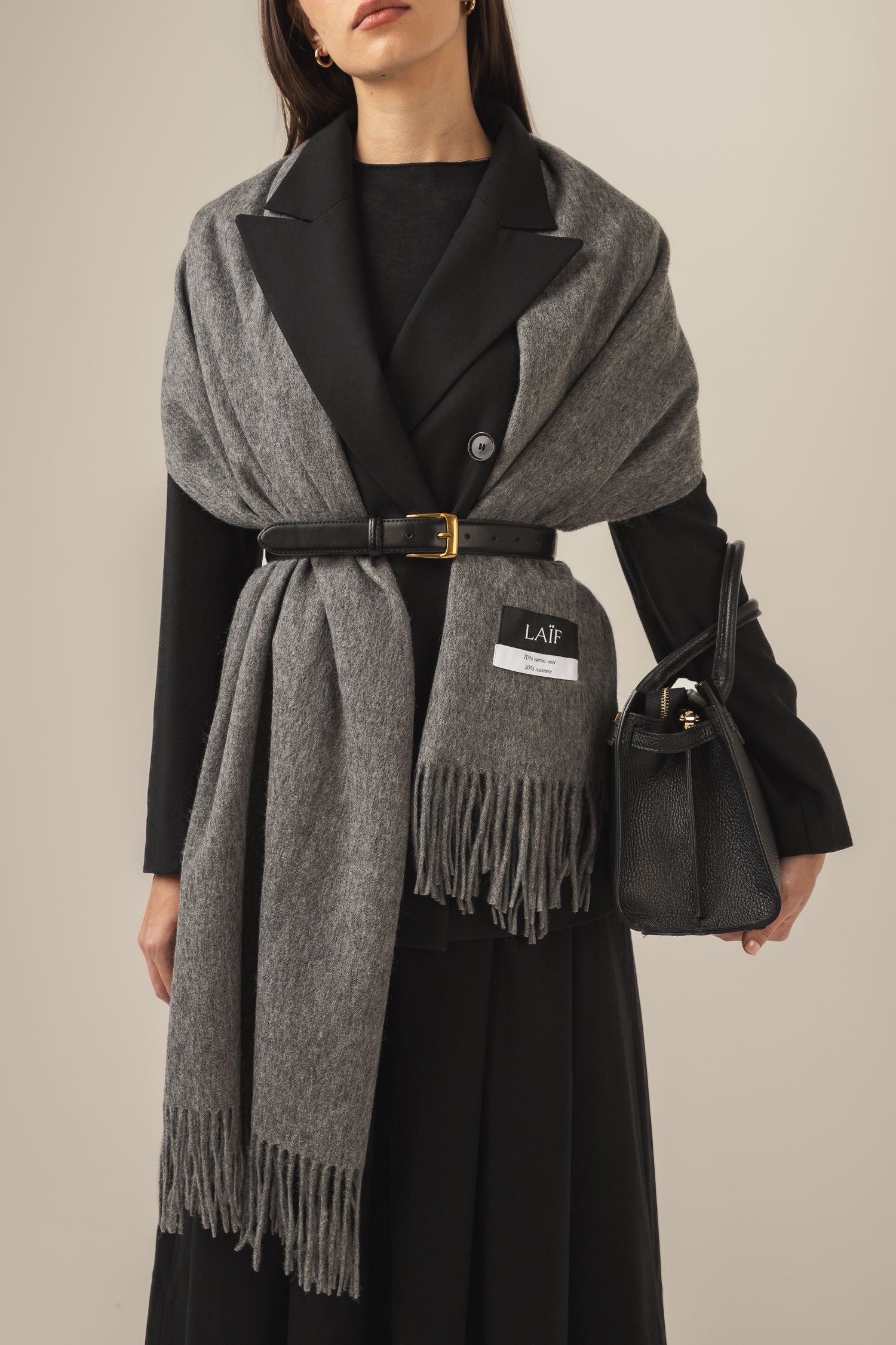 Szal Merino Cas - wełna merino i kaszmir - różne kolory, 70x200 cm