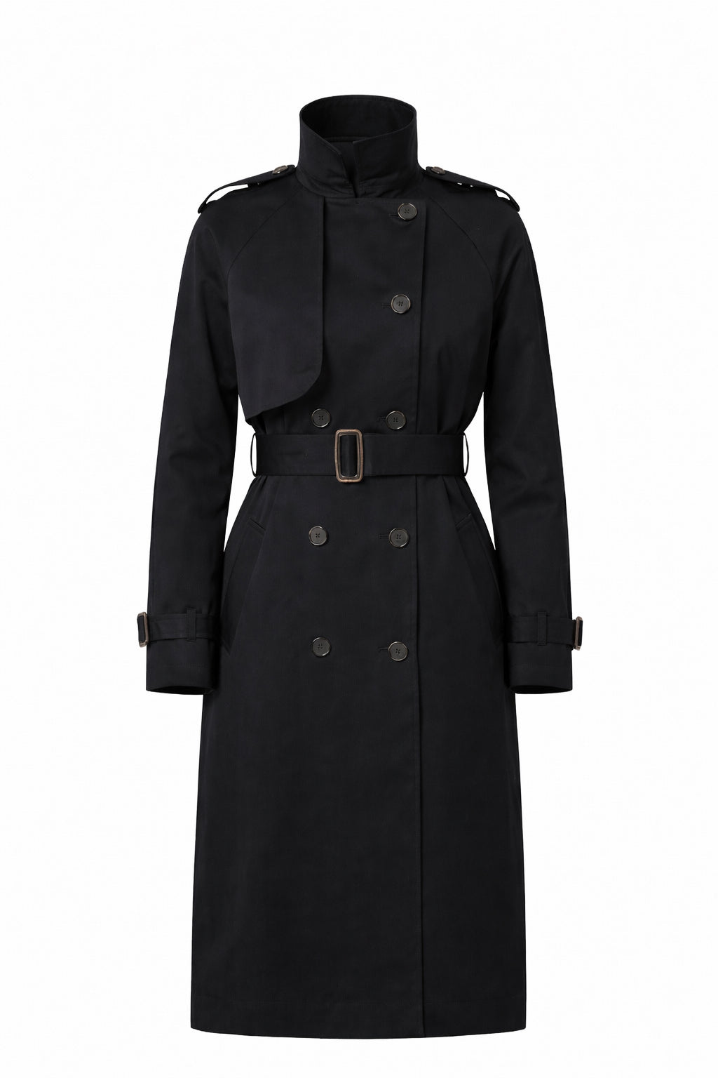 Klasyczny trencz damski długi płaszcz na wiosnę i jesień - beżowy / czarny / granatowy