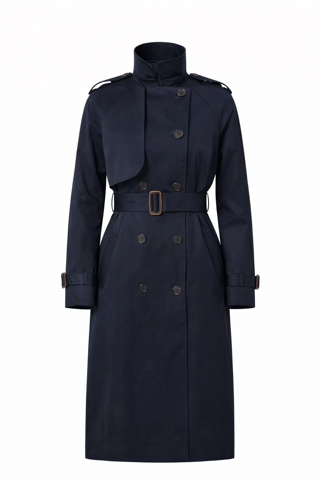 Klasyczny trencz damski długi płaszcz na wiosnę i jesień - beżowy / czarny / granatowy