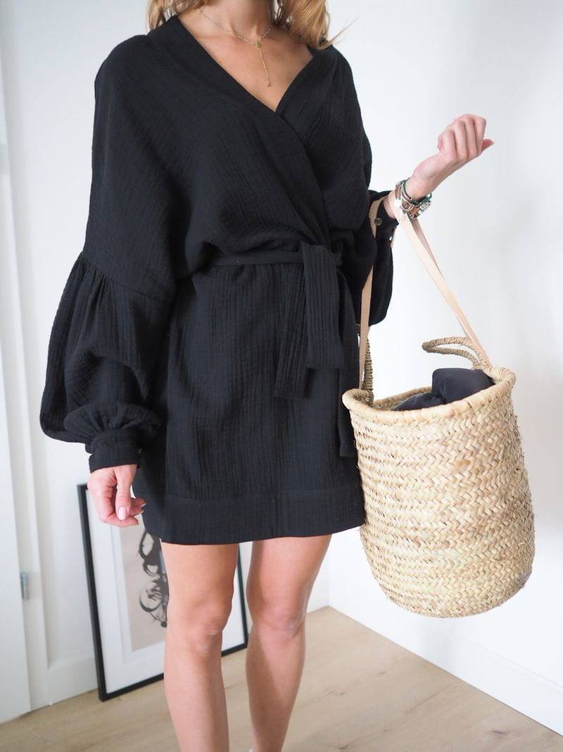 Sukienka kimono bawełniana muślinowa - biała