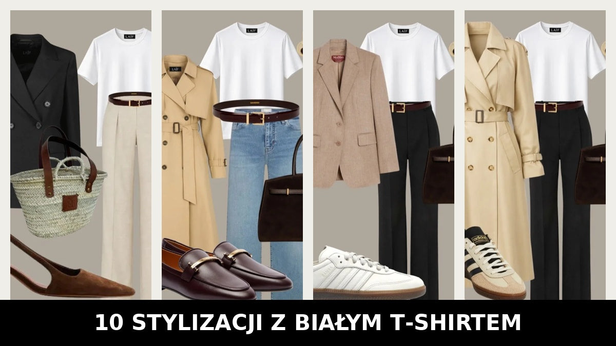 Stylizacje z białym t-shirtem damskim 