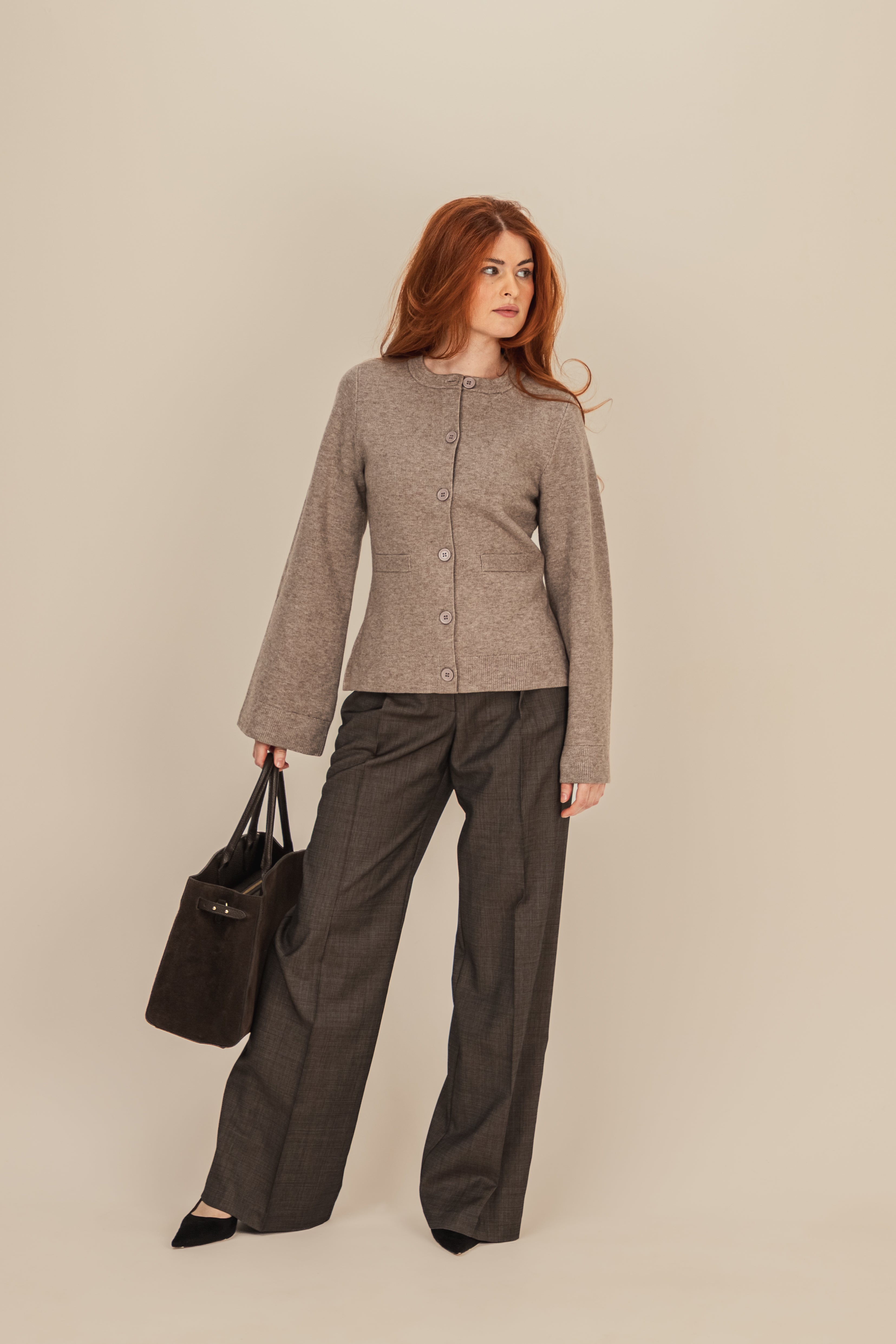 Kardigan z mieszanki wiskozy i wełny - Harper