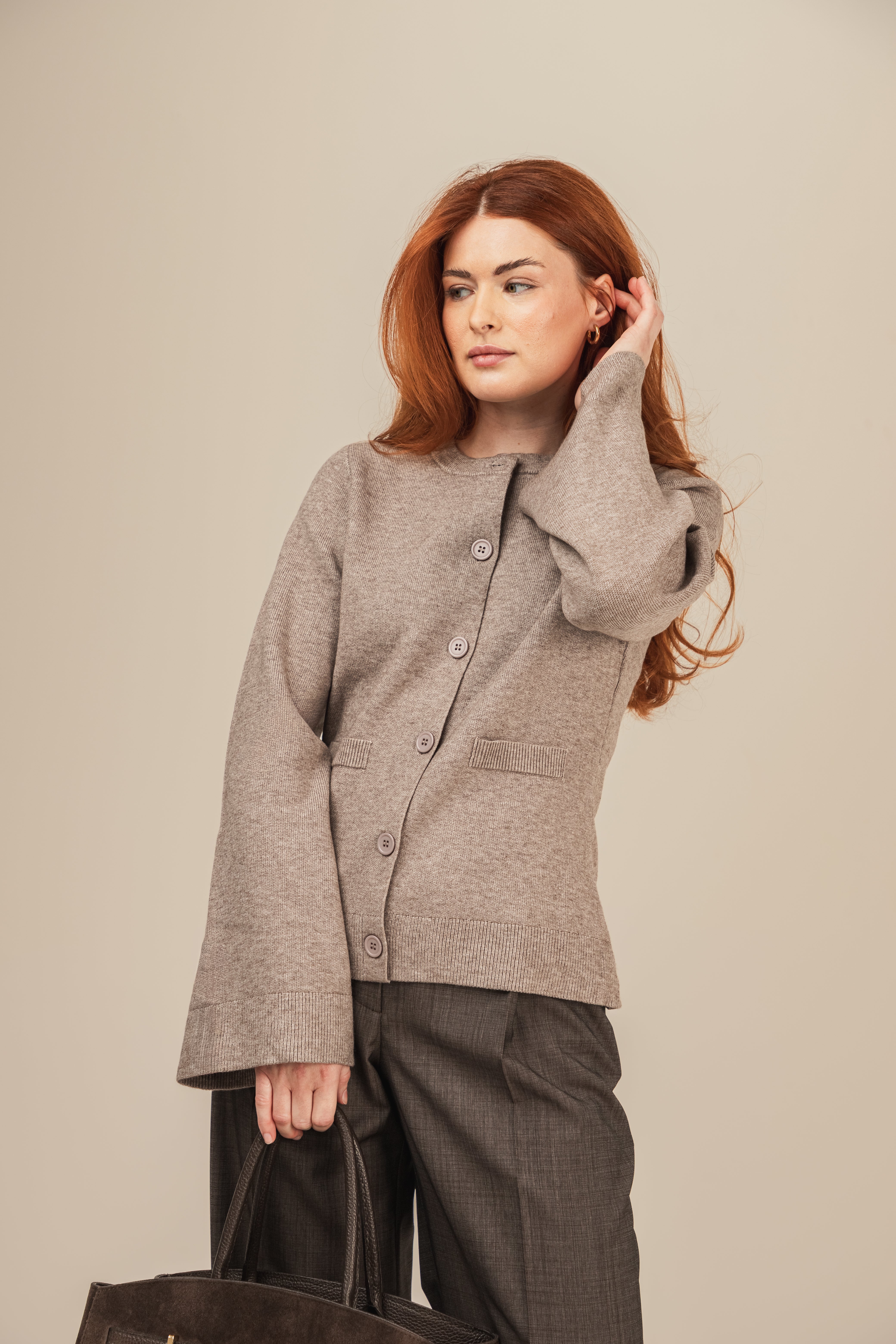 Kardigan z mieszanki wiskozy i wełny - Harper