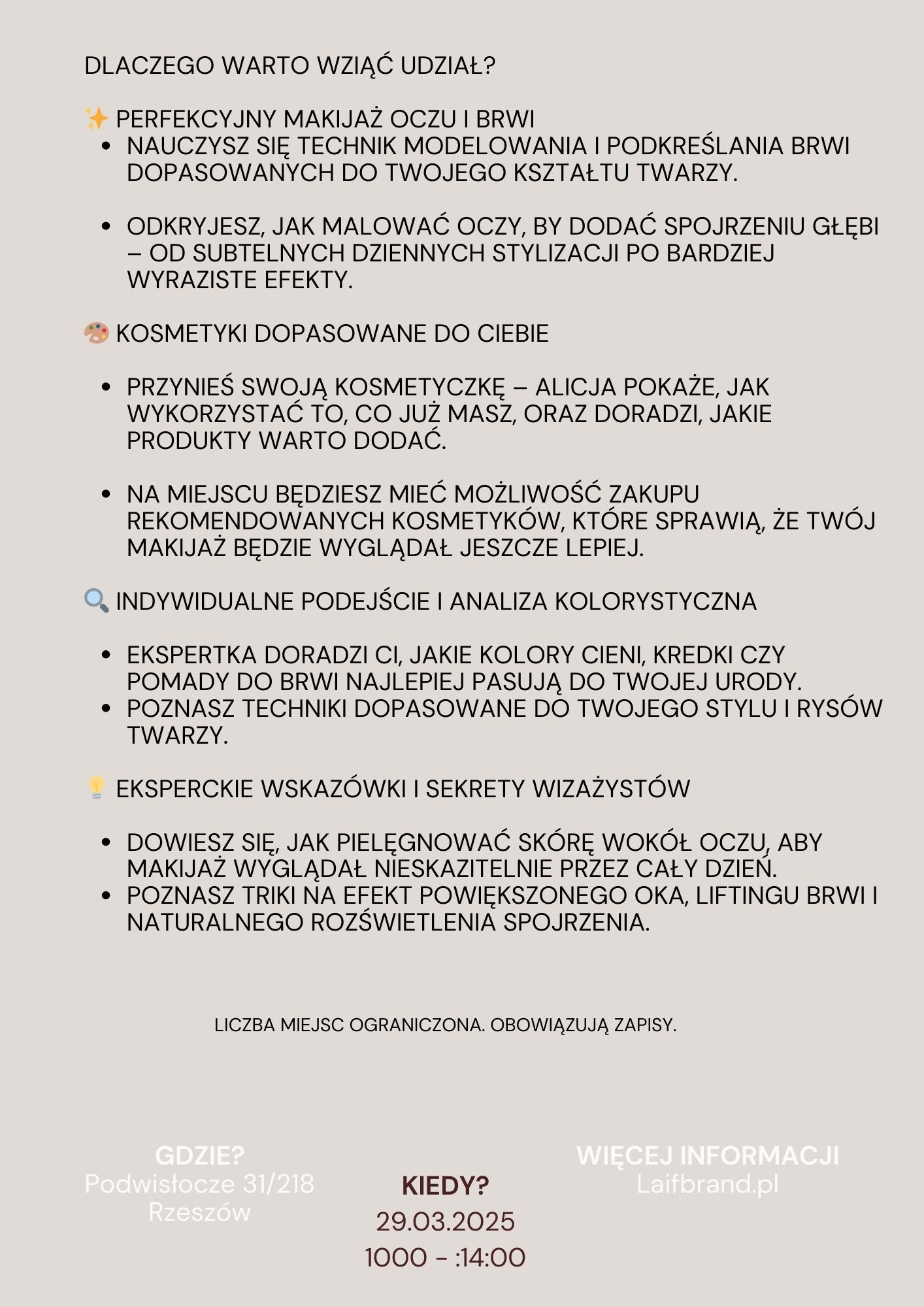 EVENT: Kurs makijażu oczu i modelowania brwi z Alicją Gąsior