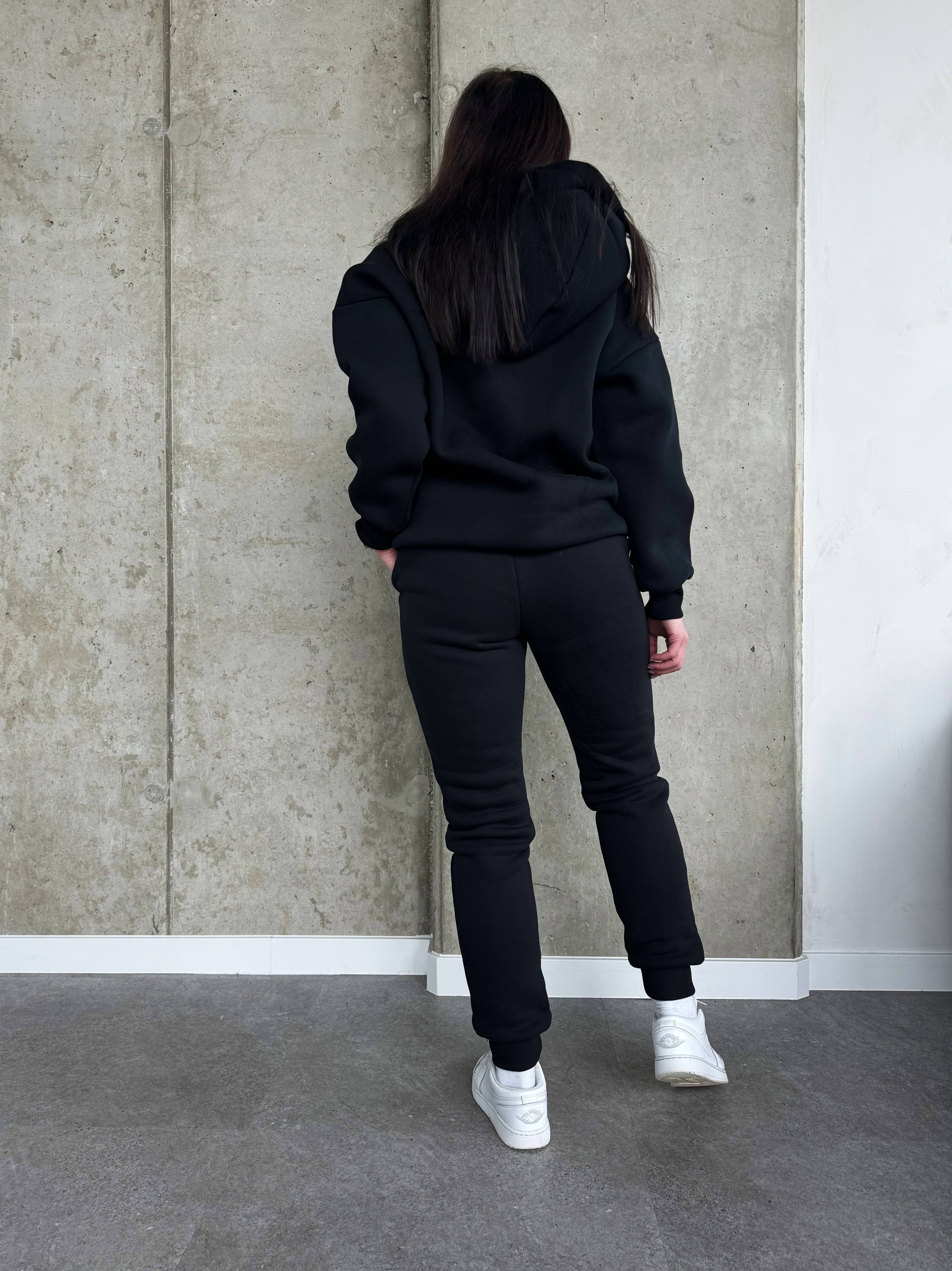 spodnie dresowe damskie premium dla wysokich ściągacz czarne