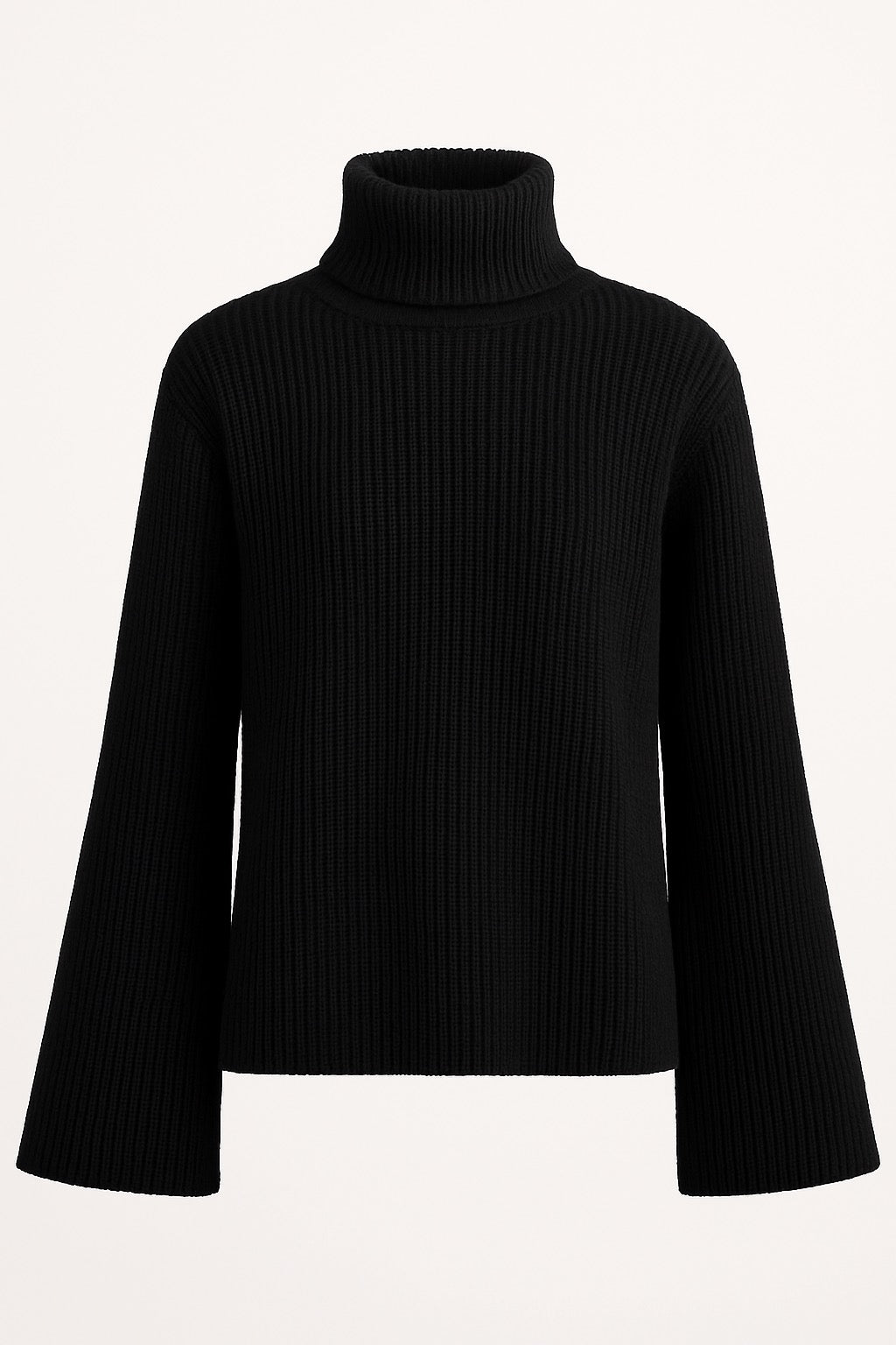 Sweter oversize z golfem, wiskoza BOLD - czarny / krem