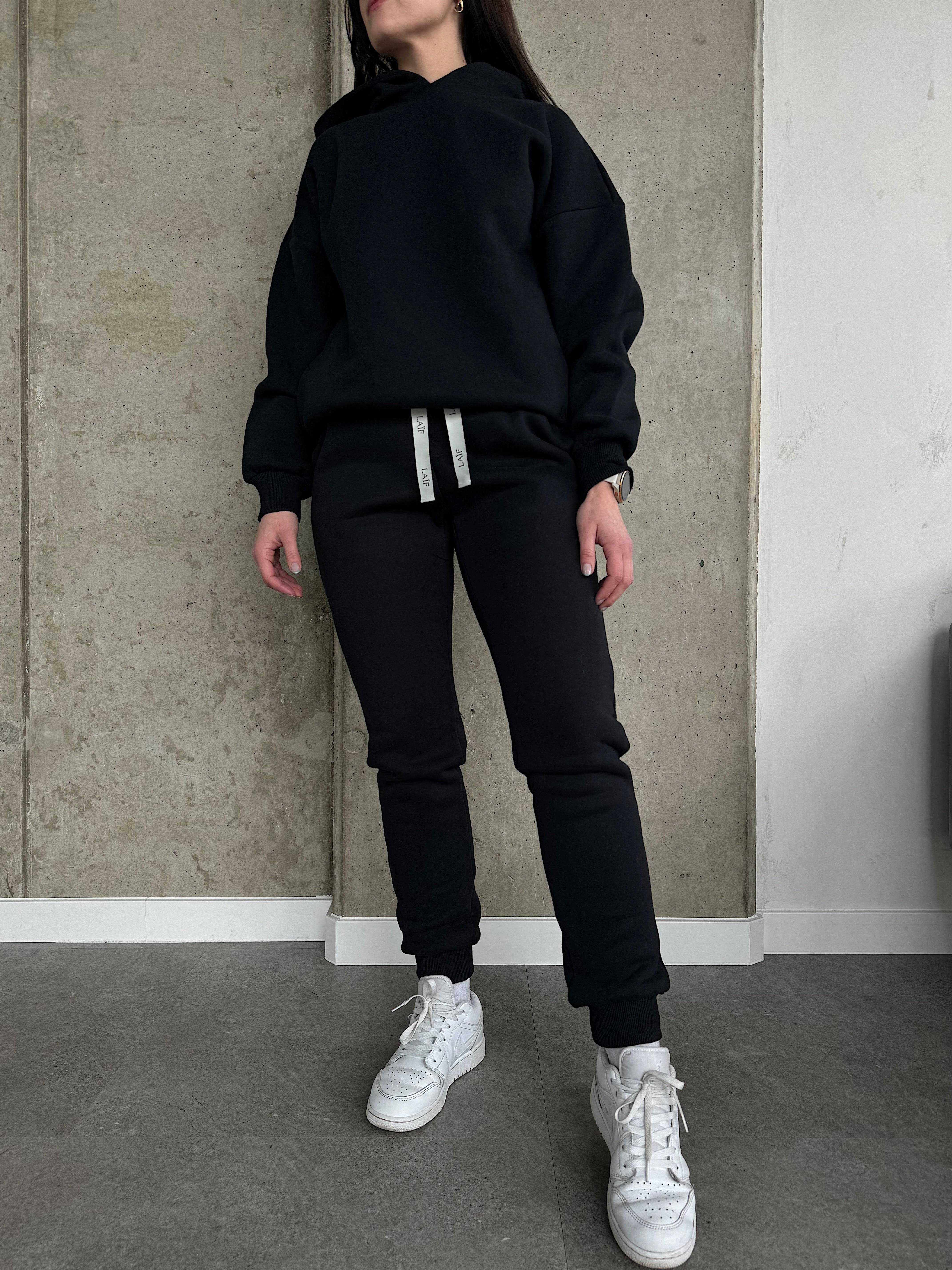 spodnie dresowe damskie premium dla wysokich ściągacz czarne