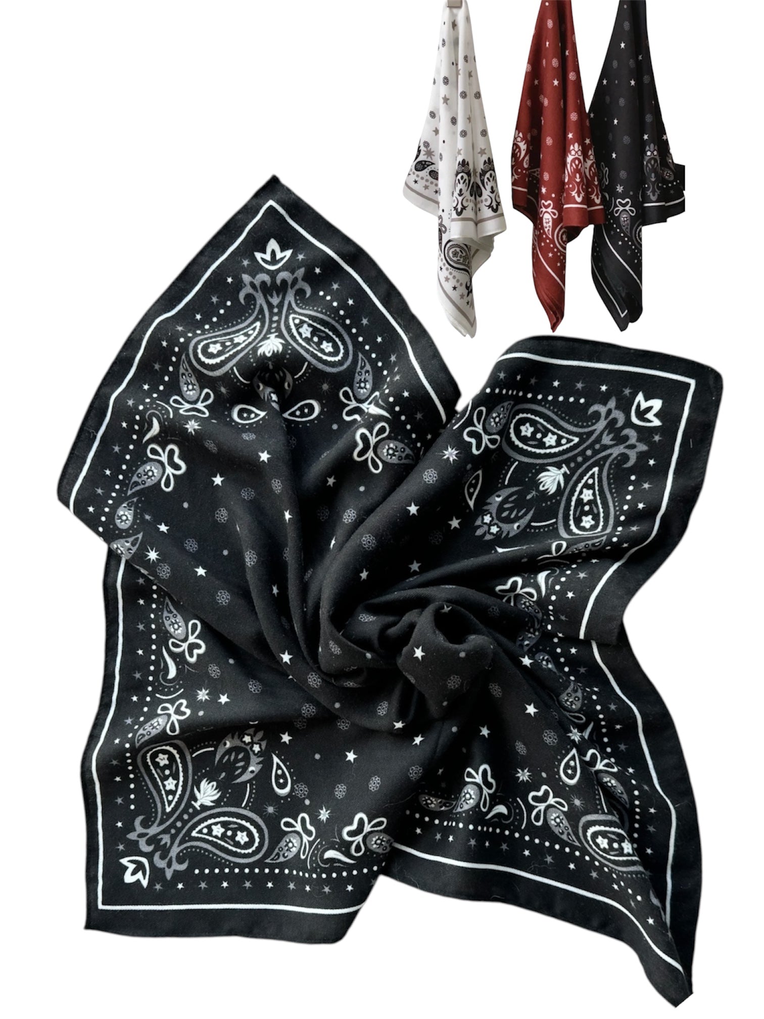 Chusta bandana 100% wiskoza - czarny, bordo, biały