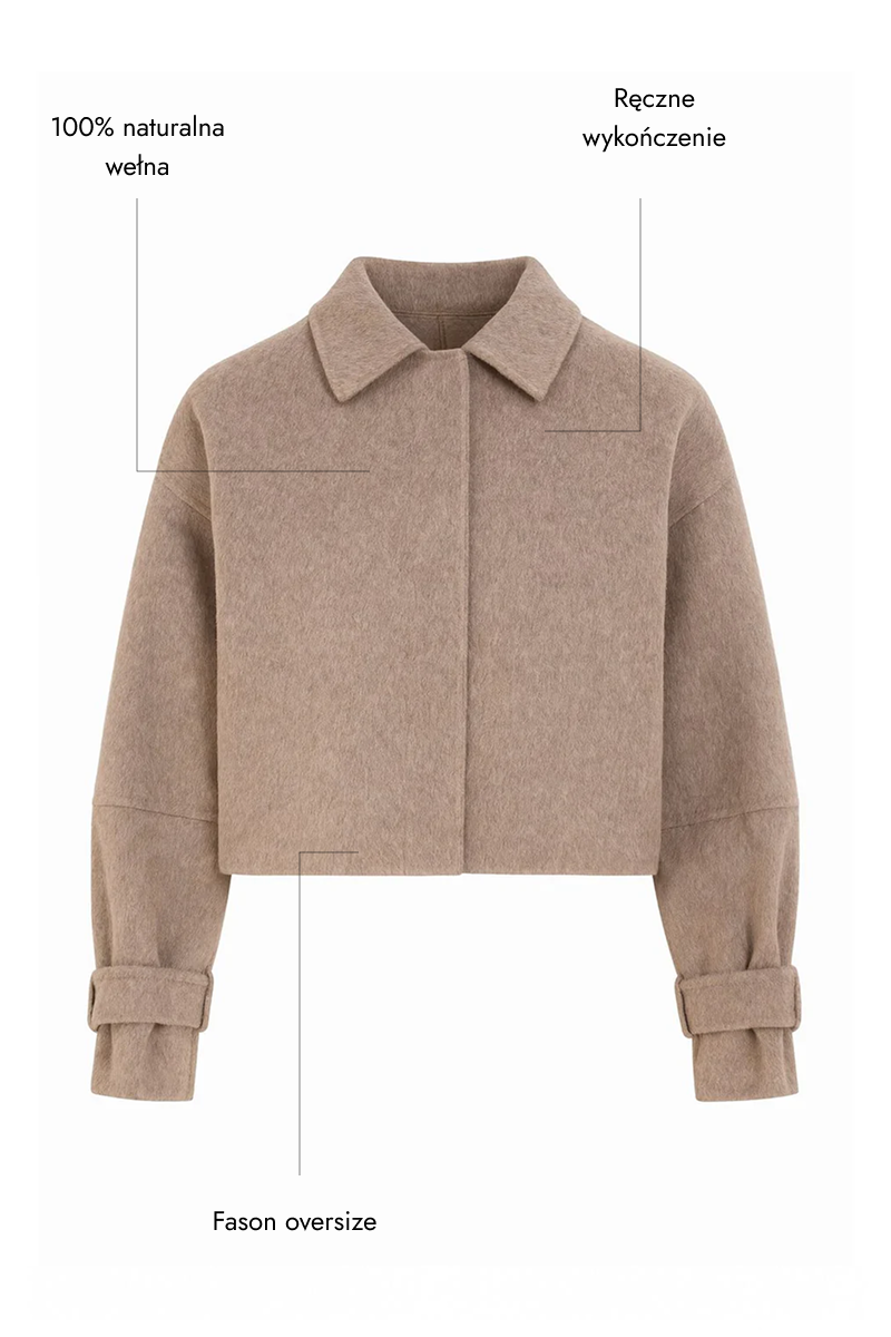 Krótka kurtka wełniana Bruno - double face / ręcznie wykańczana