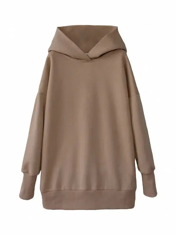 Bluza z kapturem i kieszeniami damska - brązowa