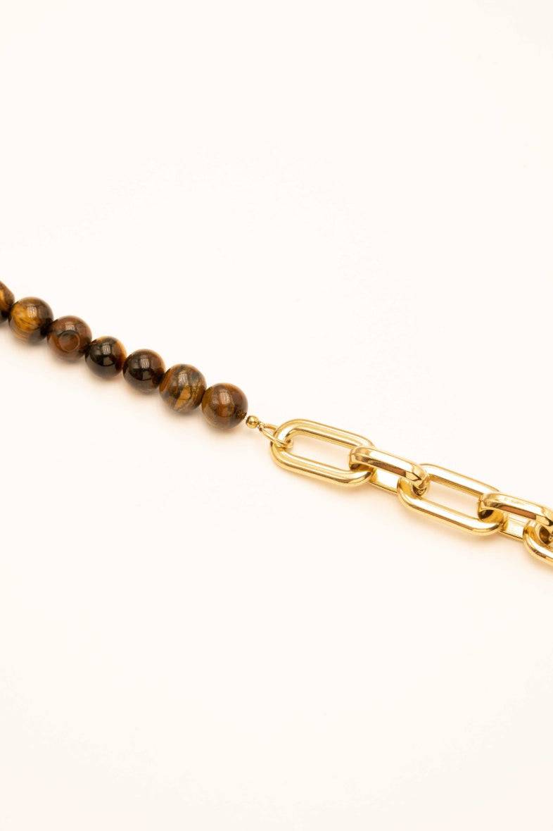 Bransoletka Kelly Unisex - stal szlachetna i kamień naturalny tygrysie oko