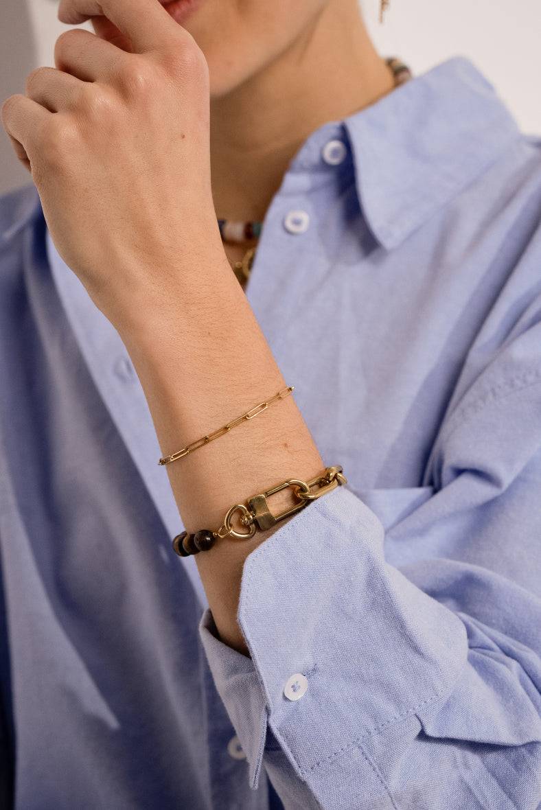 Bransoletka Kelly Unisex - stal szlachetna i kamień naturalny tygrysie oko