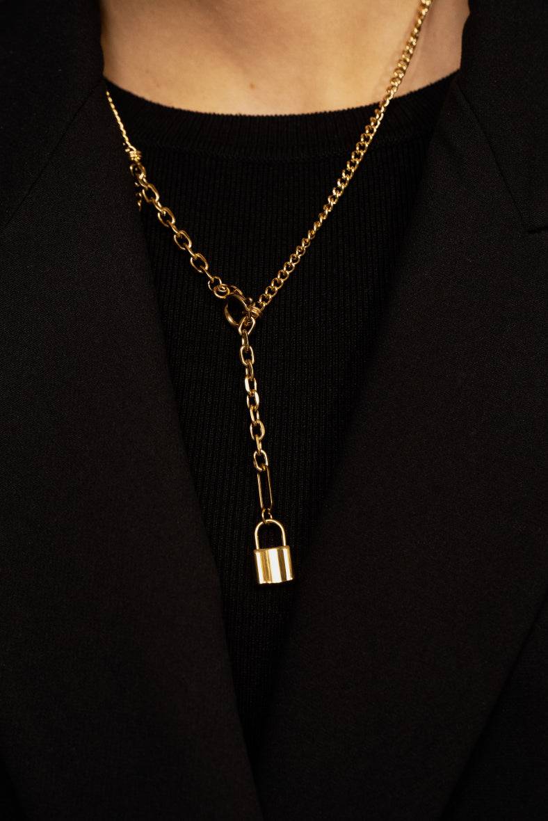 Naszyjnik Maxence Unisex - pancerka, kłódka