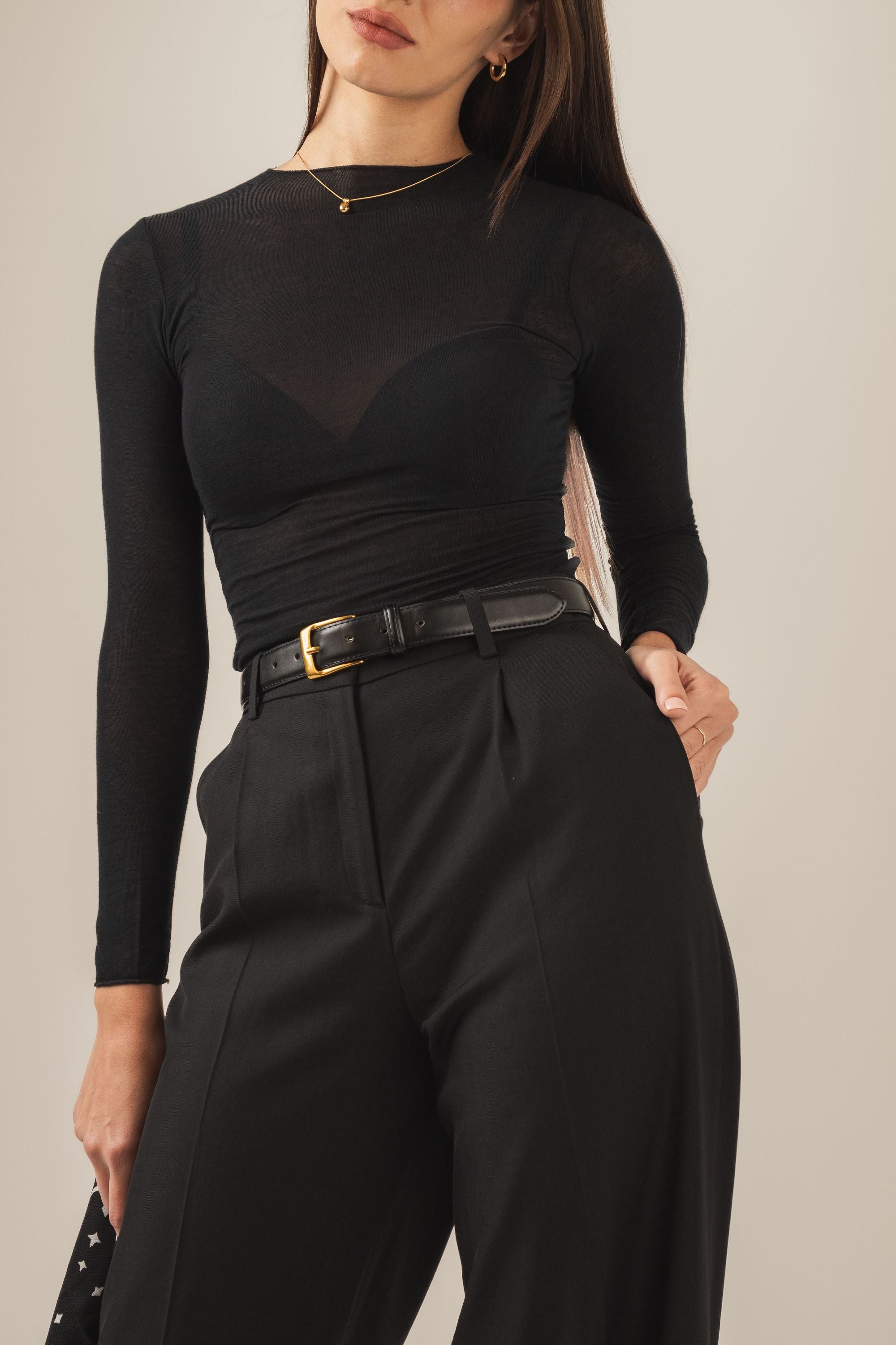 Klasyczne czarne spodnie wide leg Gloria